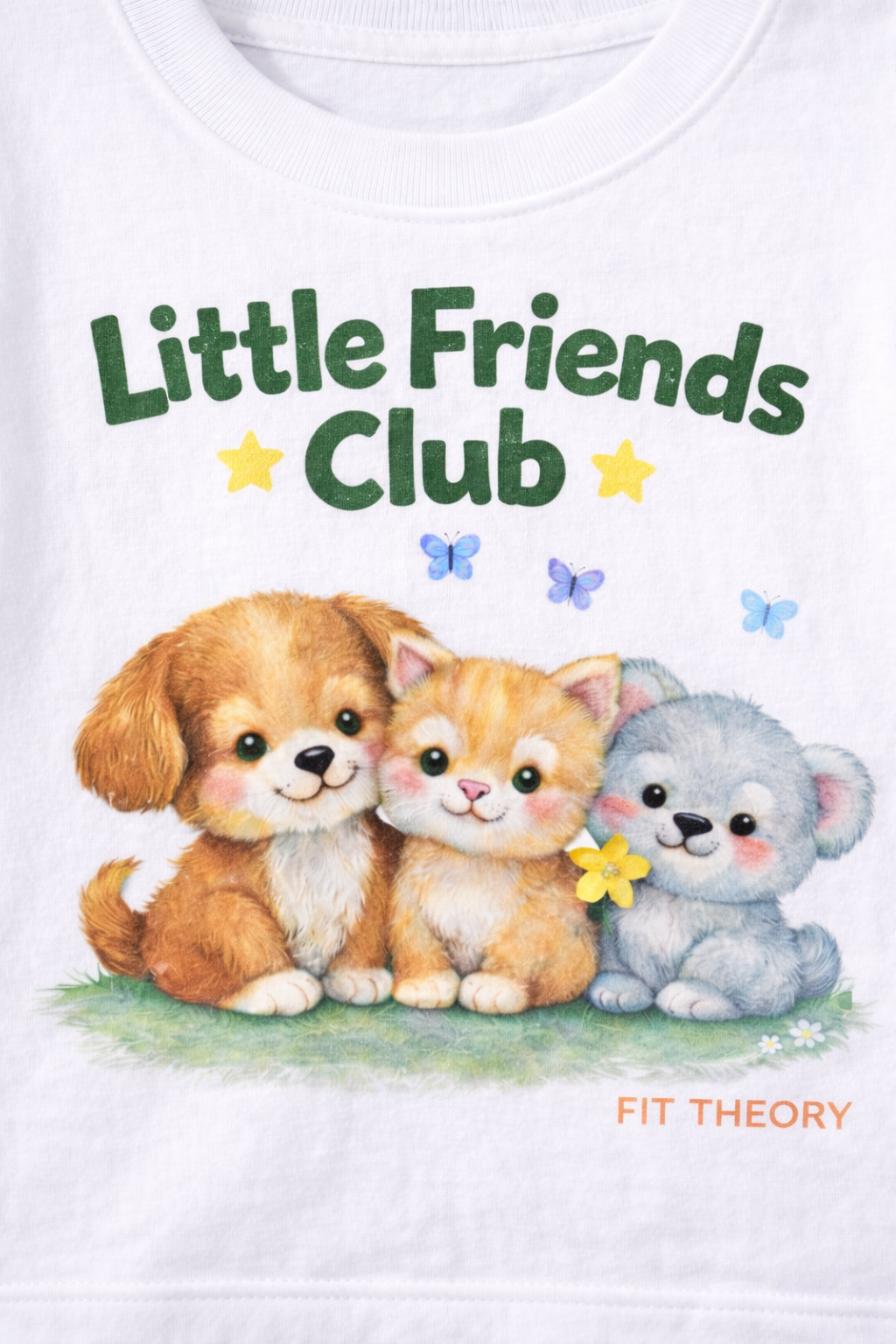 Kids Full Sleeves Printed T-shirt-White Little Friends Club