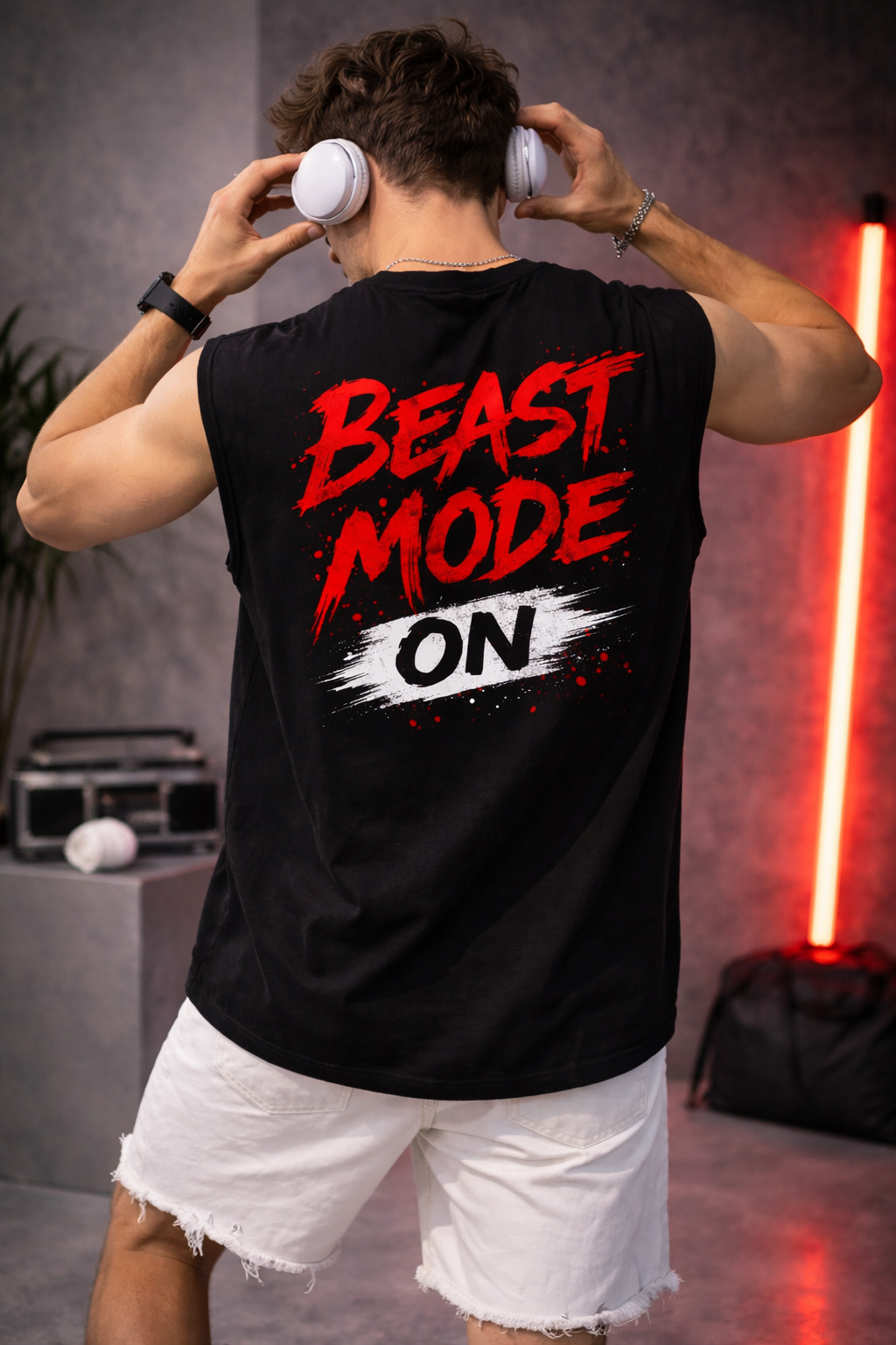 Oversized Cotton tanks for Men - Beast Mode On
