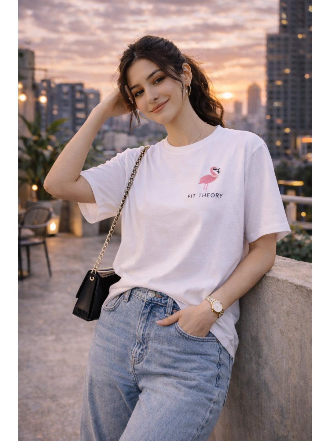 Women Oversized Tshirts - White Flamingo
