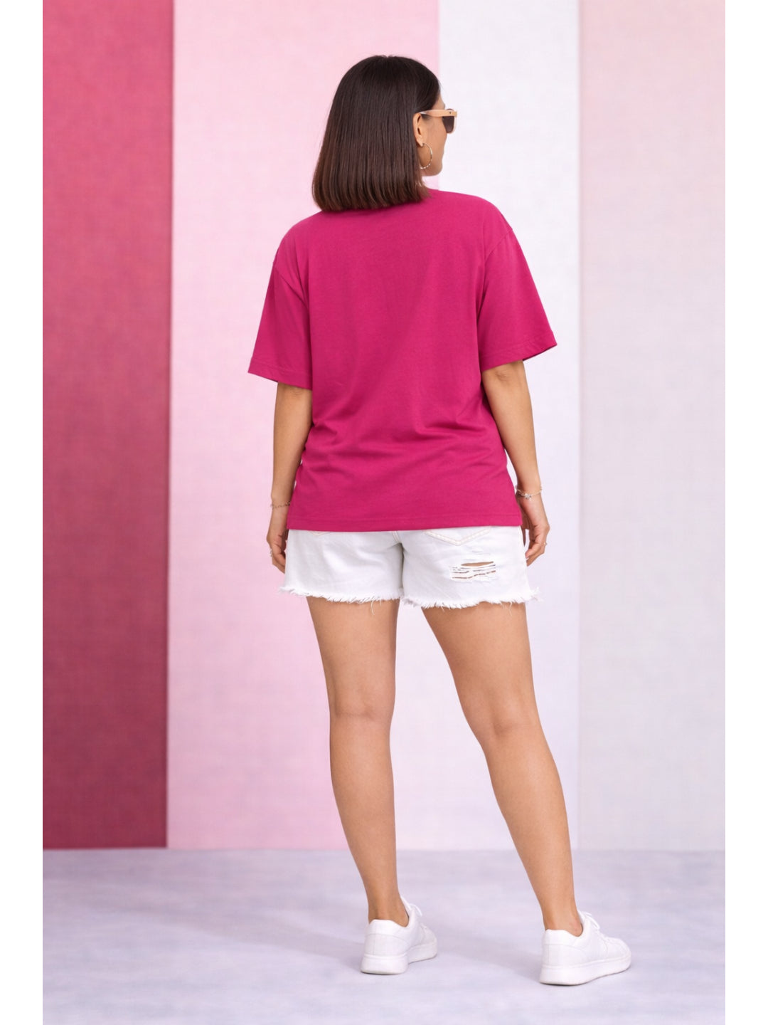 Women Oversized Tshirts - Magenta Pink Peace for All