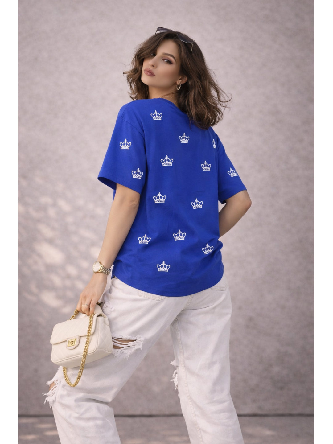 Women All Over Print Tshirts - Royal Blue Crown