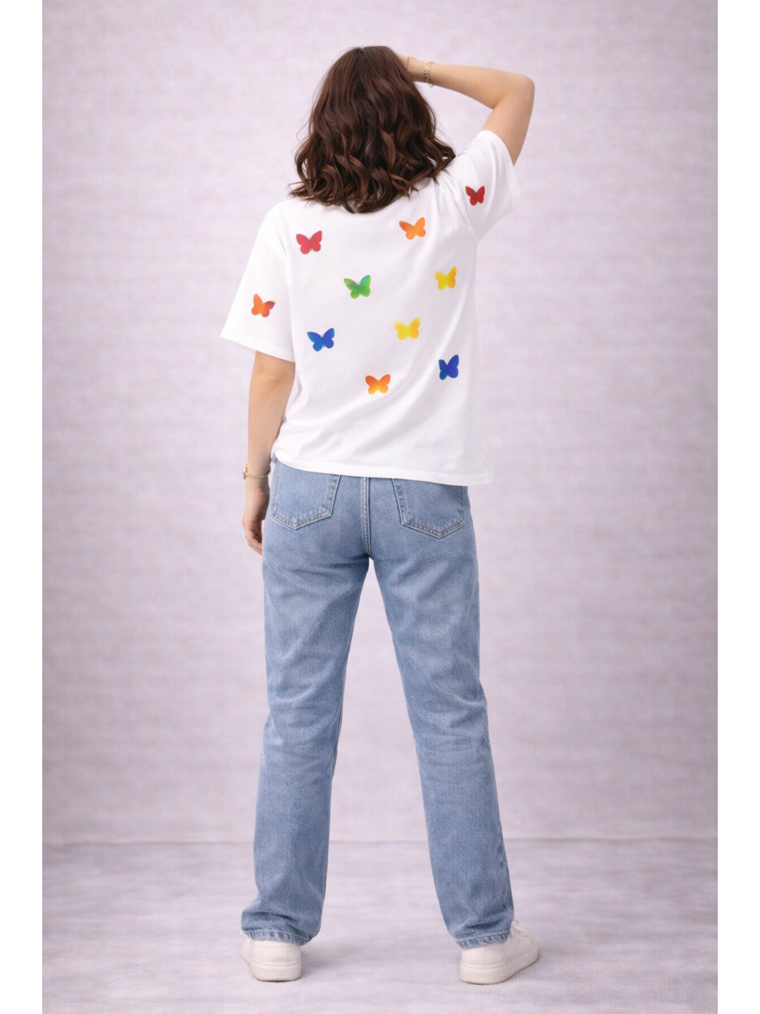 Women All Over Print Tshirts - White Butterfly