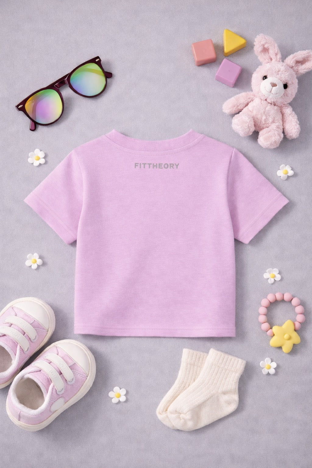 Kids Short Sleeves Solid Round Neck T-shirt-Lavender