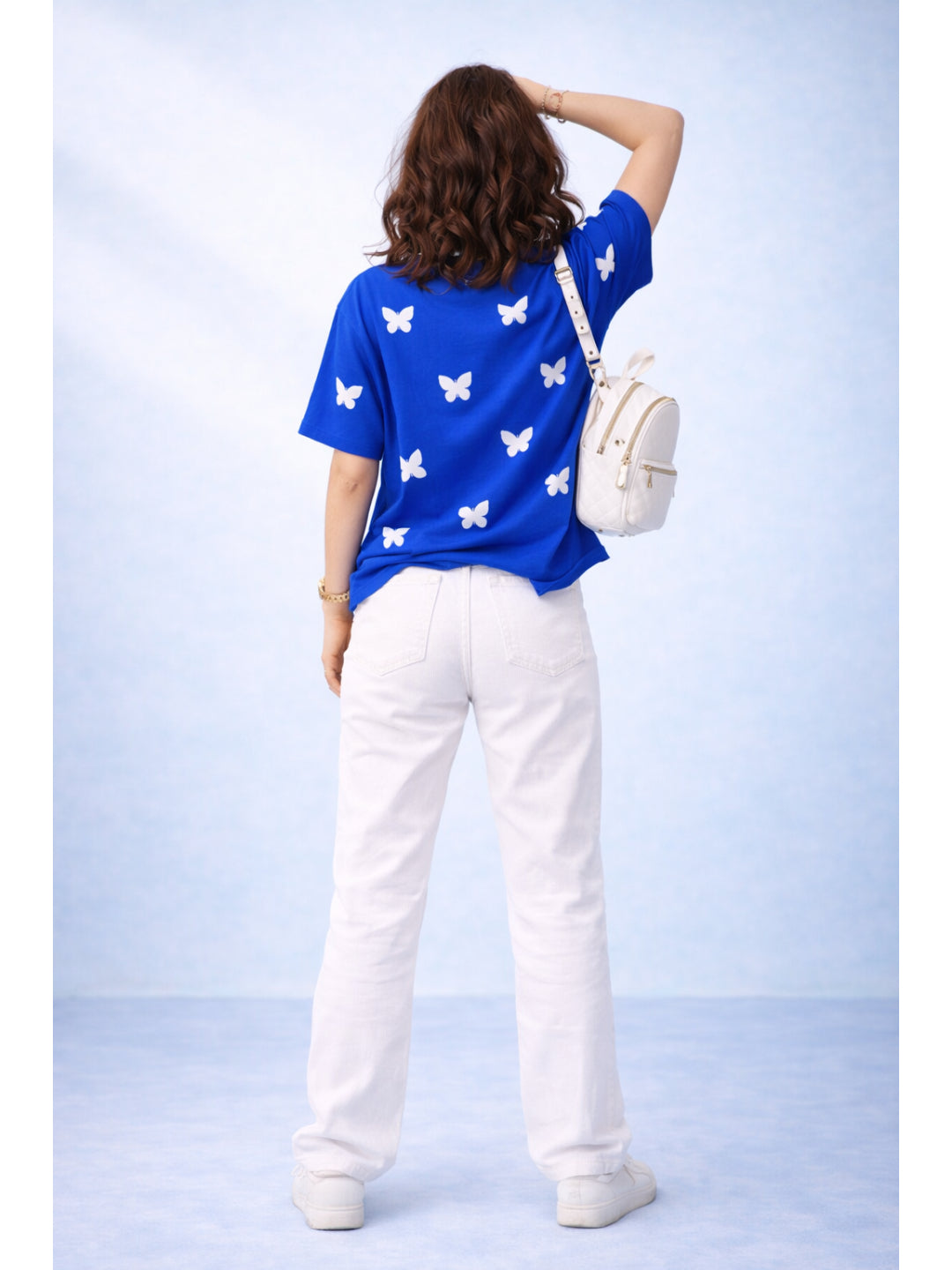 Women All Over Print Tshirts - Royal Blue Butterfly