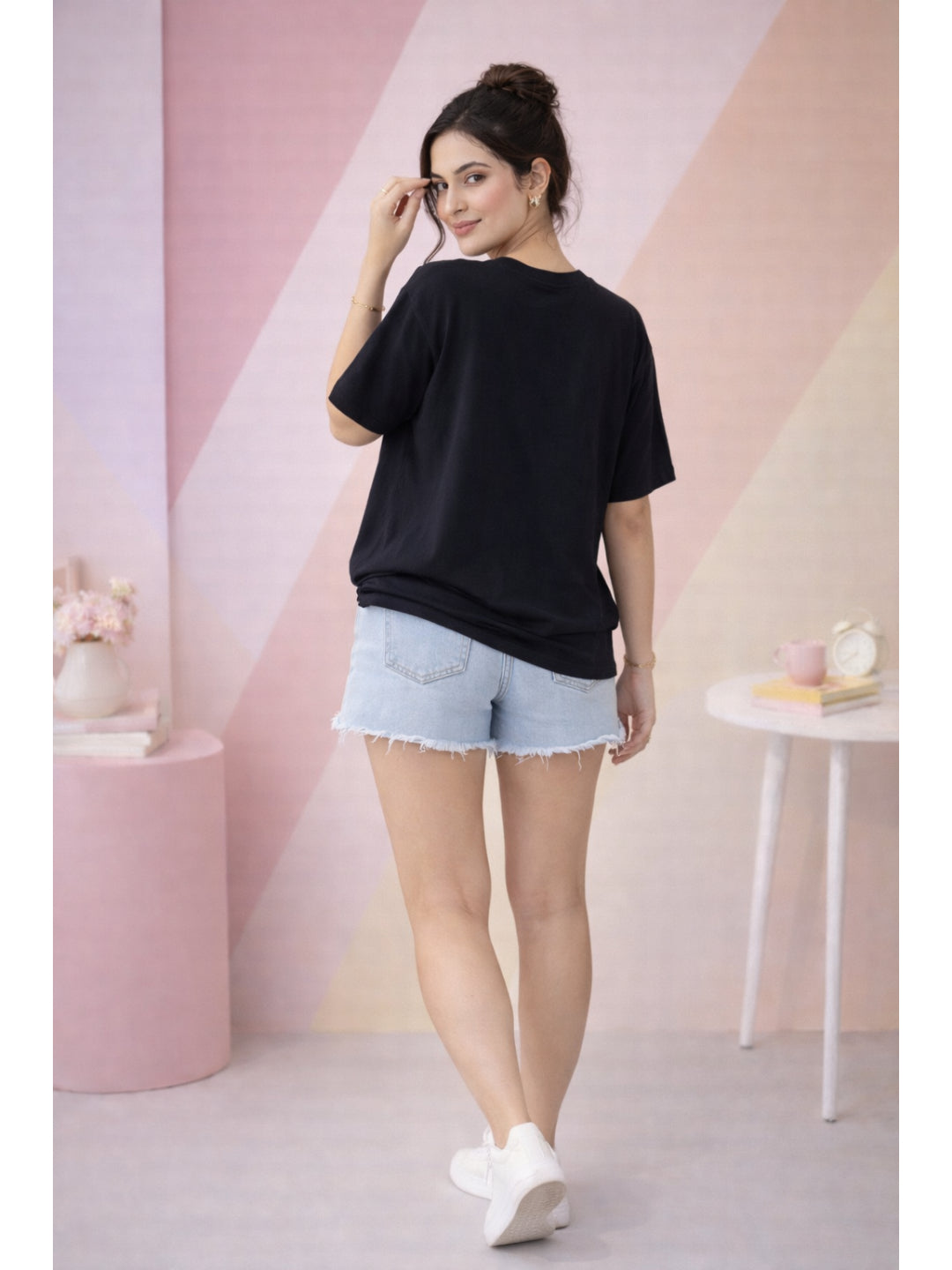 Women Oversized Tshirts - Black Nerdy