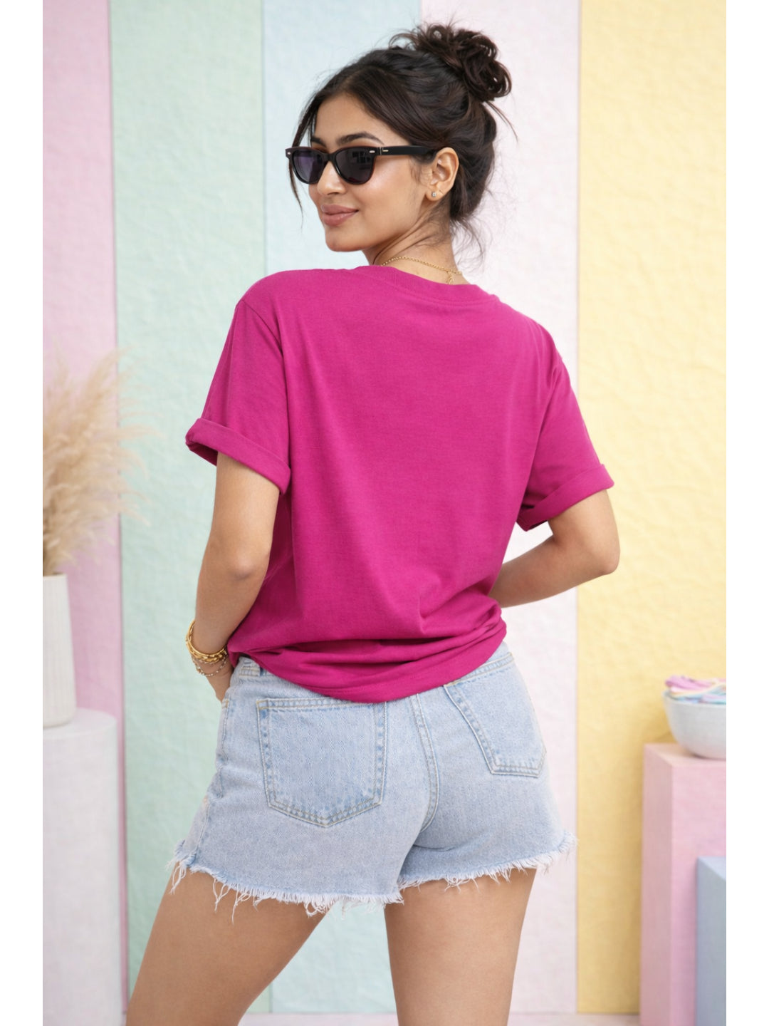Women Oversized Tshirts - Magenta Pink Stay Weird