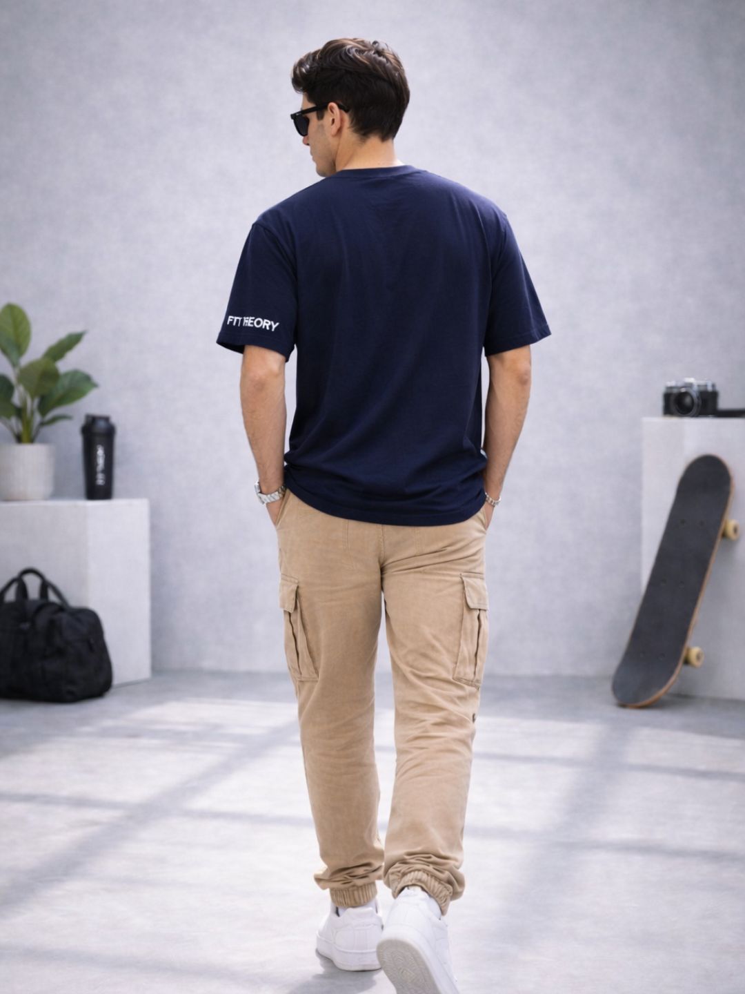 Men Oversized Boxy Tshirt - Navy Blue Los Angeles