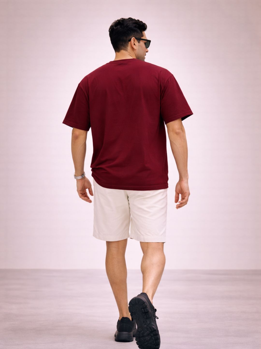 Men Oversized Boxy Tshirt - Maroon Sao Paulo