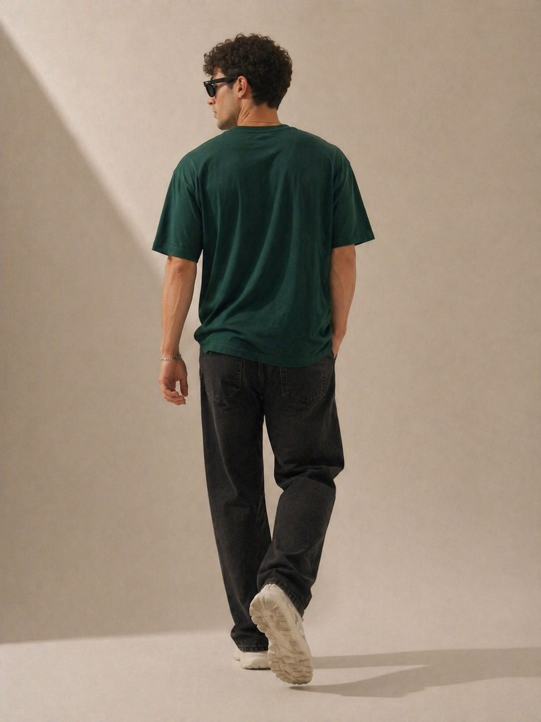 Men Oversized Tshirts - Bottle Green Rabbit
