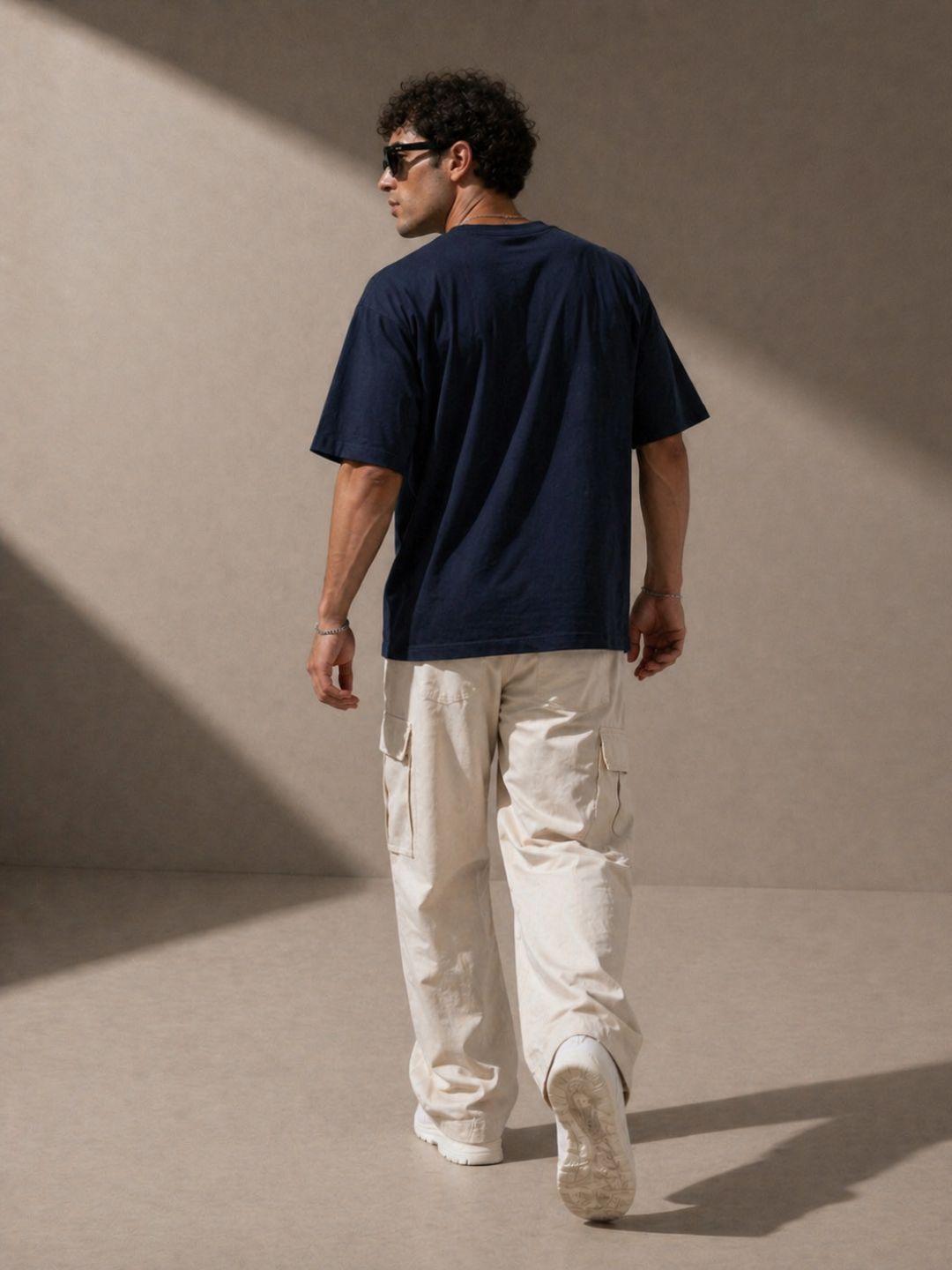 Men Oversized Tshirts - Navy Blue Rabbit