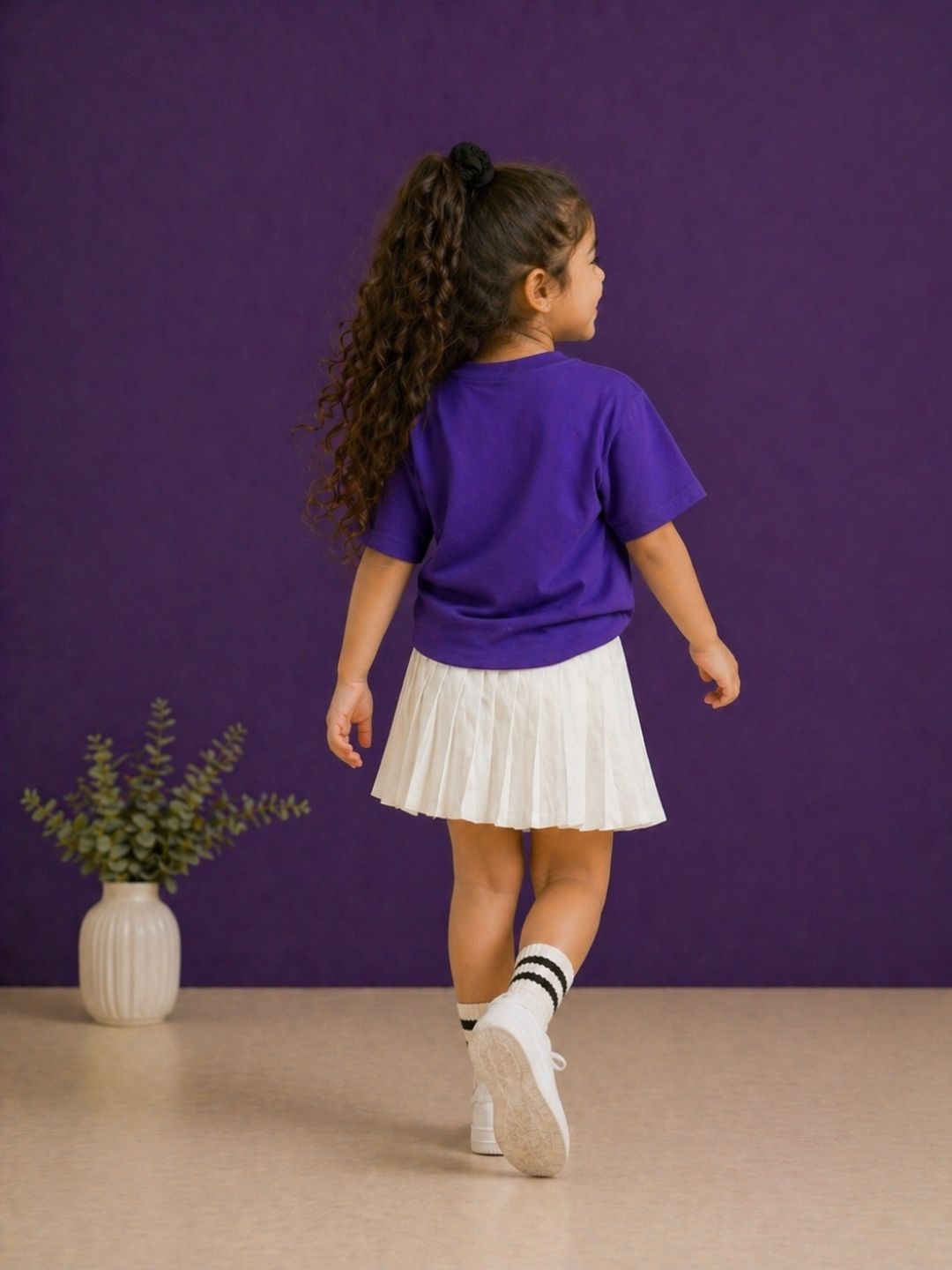 Girls Oversized Tshirts - Purple Flowers