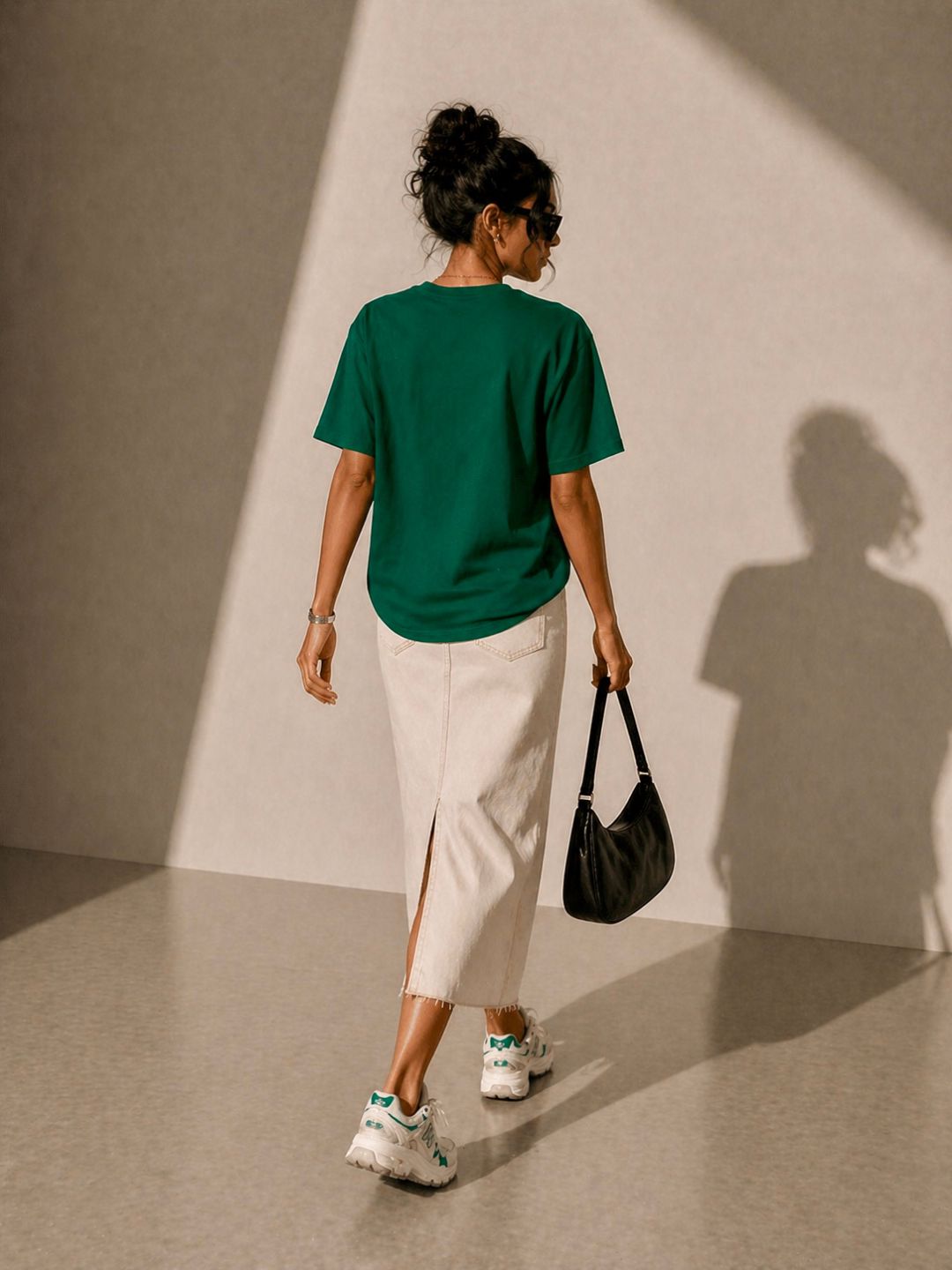 Women Oversized Tshirts - Bottle Green