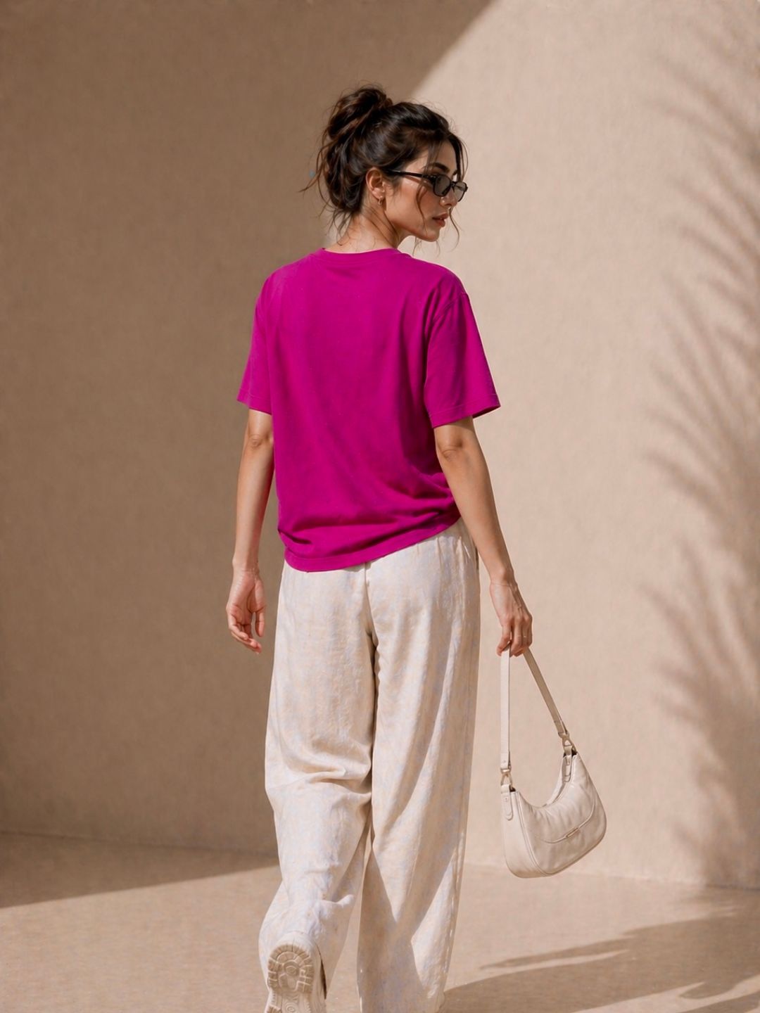 Women Oversized Tshirts - Magenta Pink