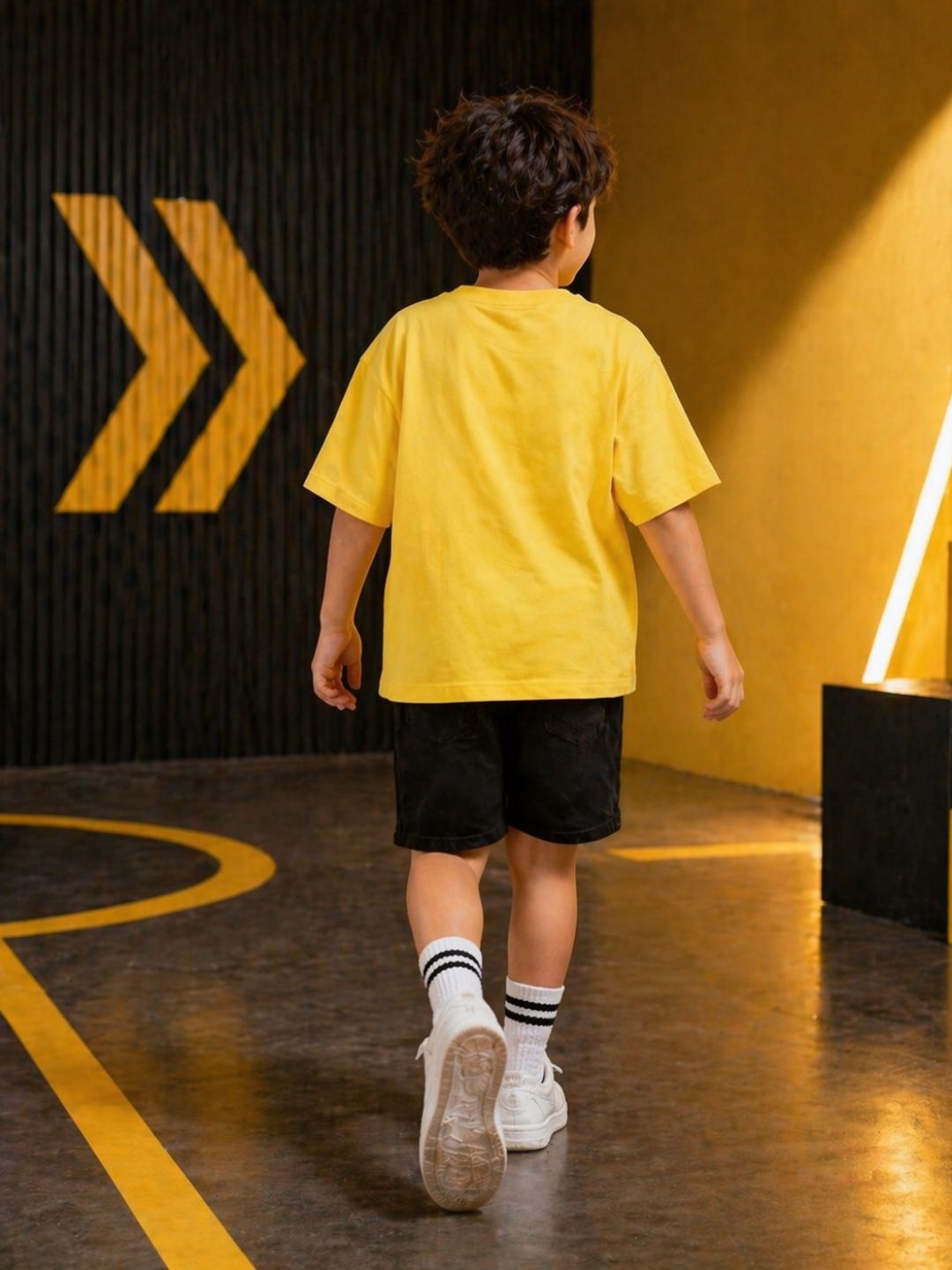 Boys-Oversized-Tshirt-Yellow Be Kind