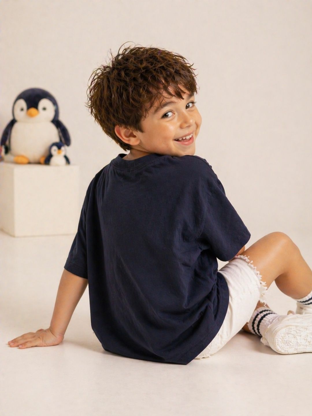 Boys-Oversized-AOP-Tshirt-Navy Penguins