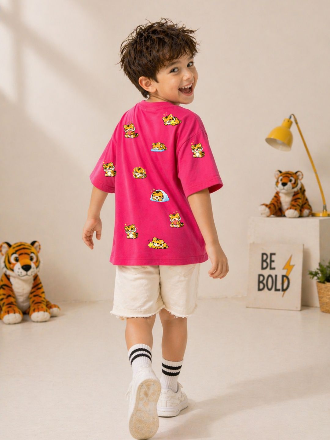 Boys-Oversized-AOP-Tshirt-Magenta Pink Lions