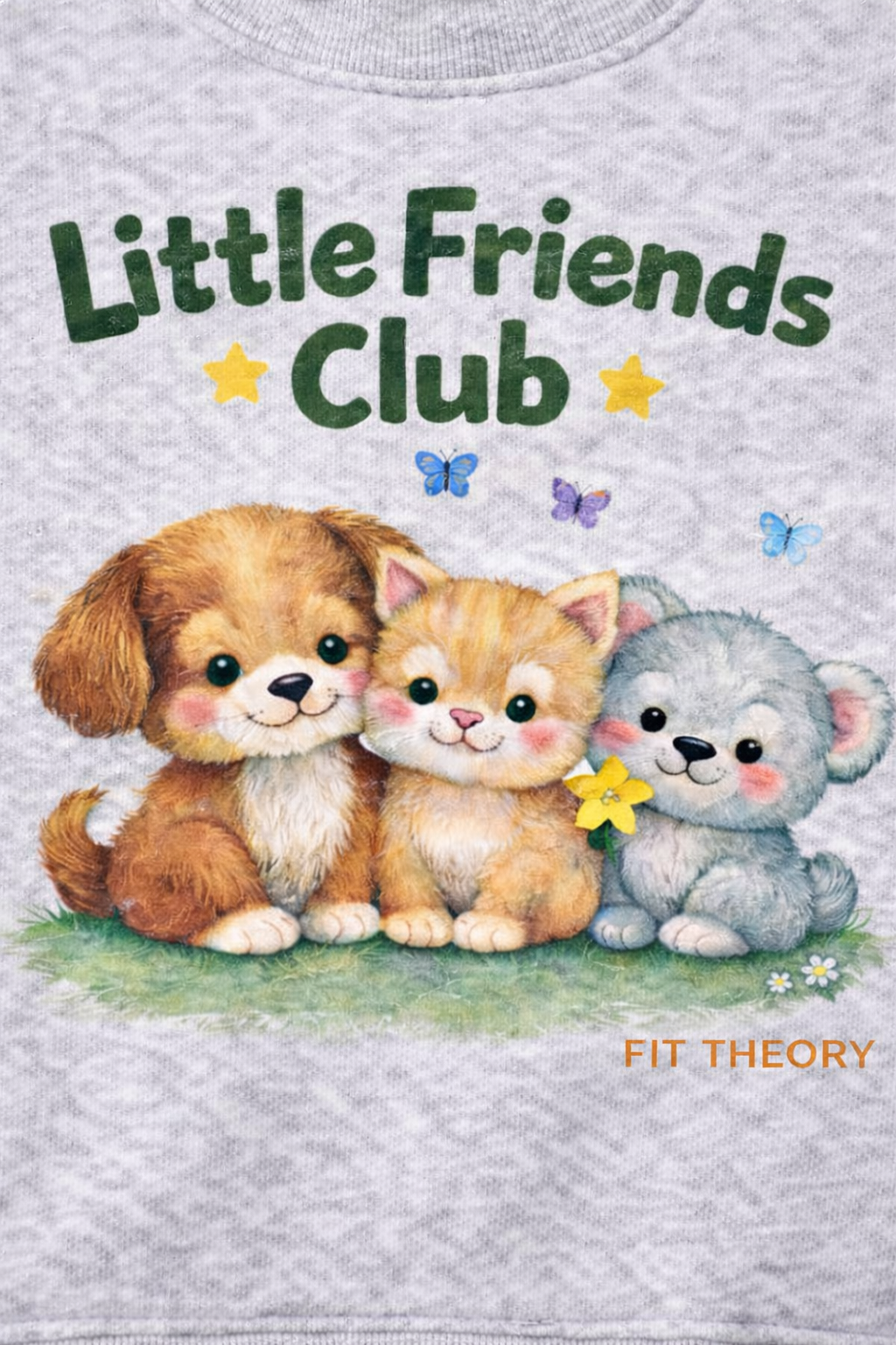 Kids Relaxed Fit Printed Sweatshirt-Grey Little Friends Club