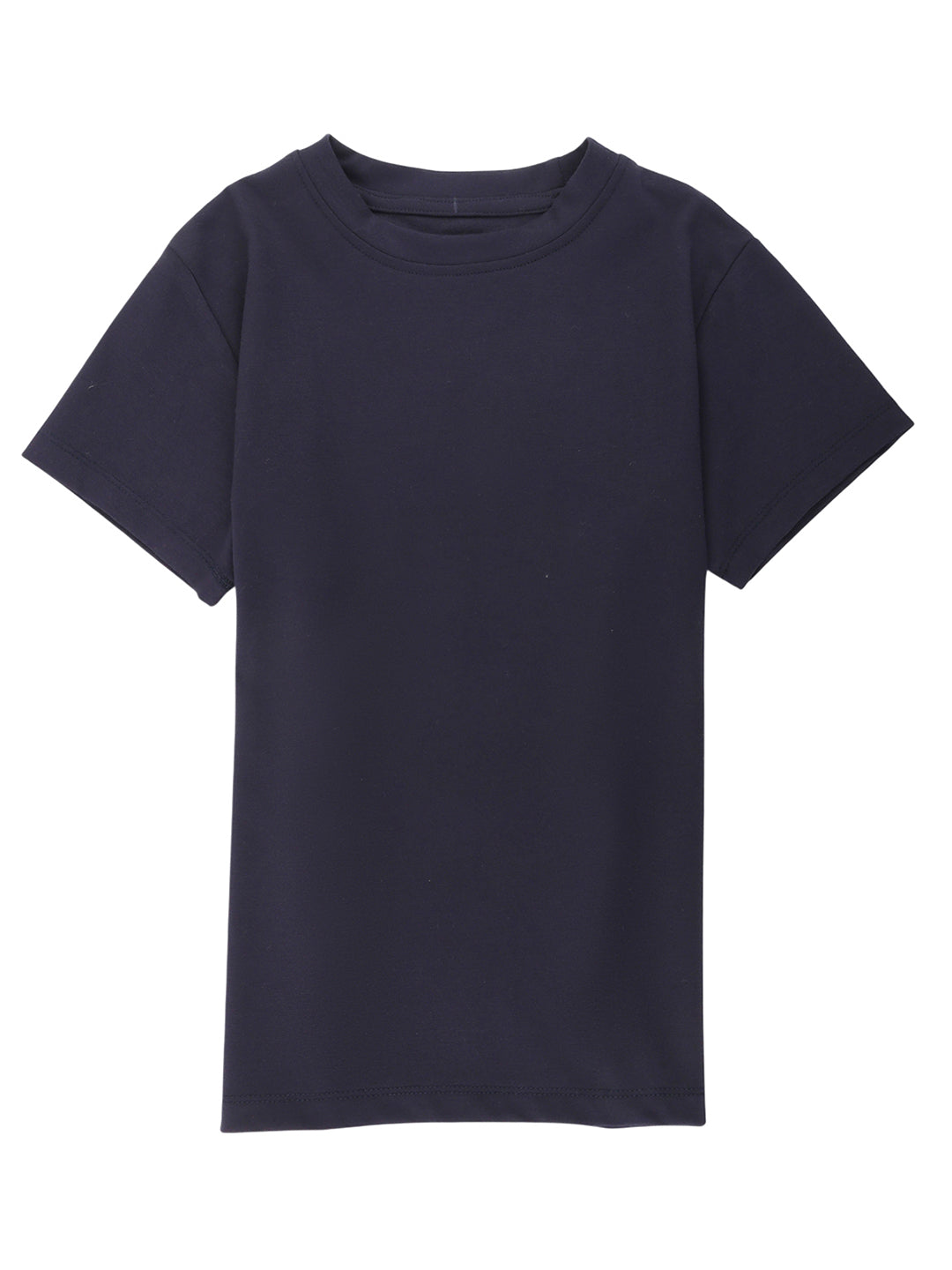 Boys Short Sleeves Solid Round Neck T-shirt-Navy Blue