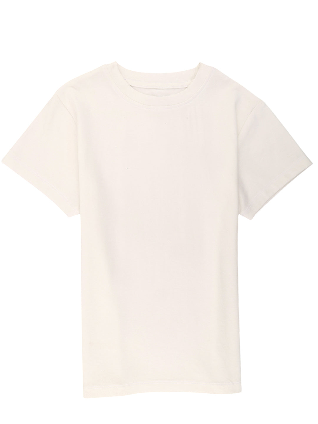 Boys Short Sleeves Solid Round Neck T-shirt-White