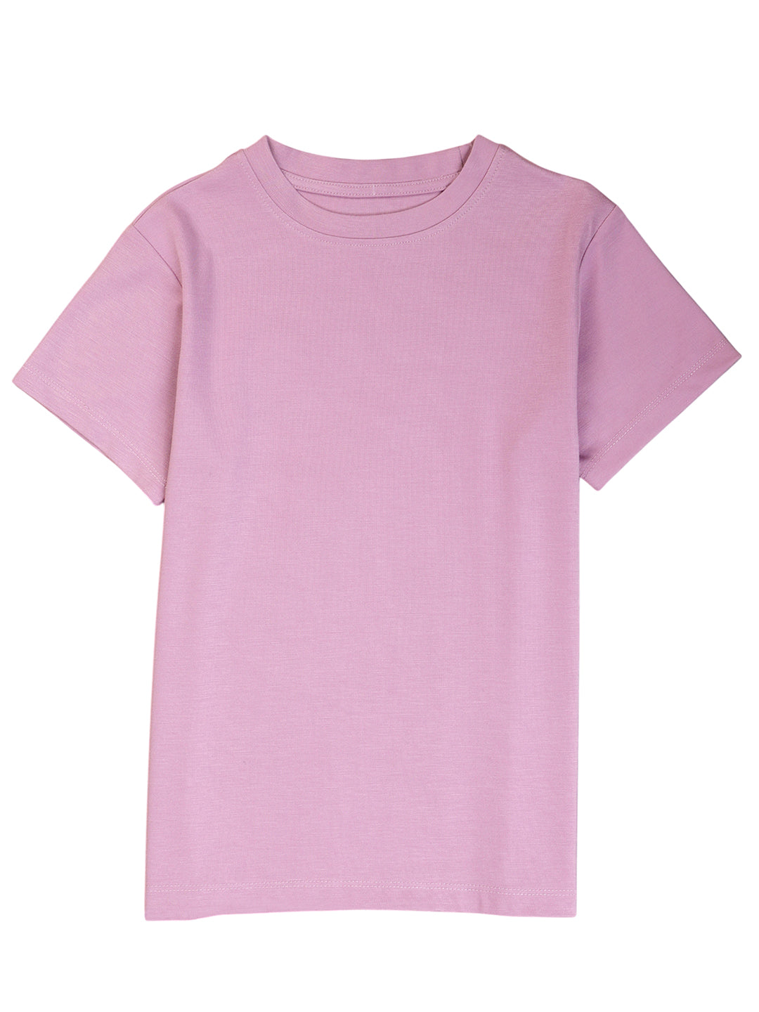 Boys Short Sleeves Solid Round Neck T-shirt-Lavender