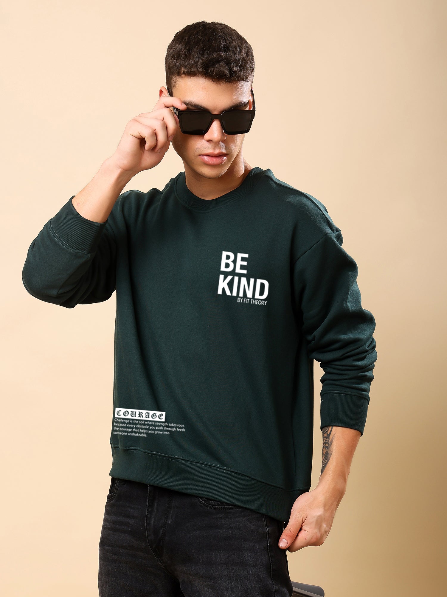 Men Relaxed Fit Sweatshirt-Be Kind