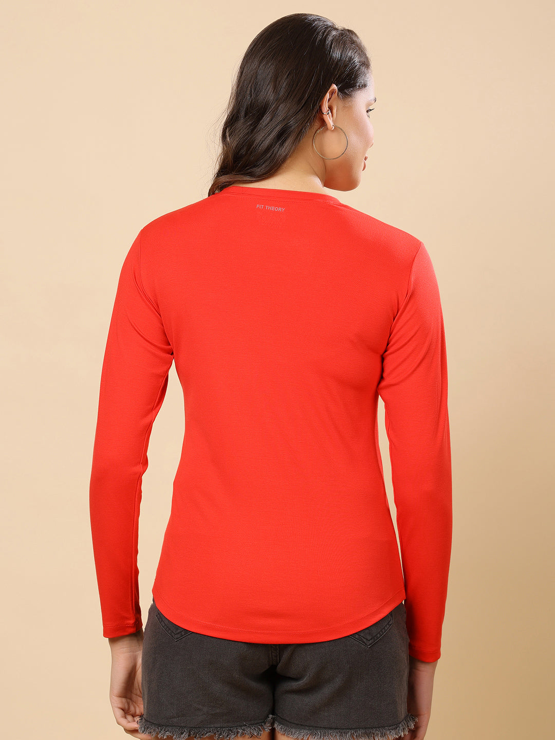 Women Printed Full Sleeves T-shirt-Rust Chase Victory