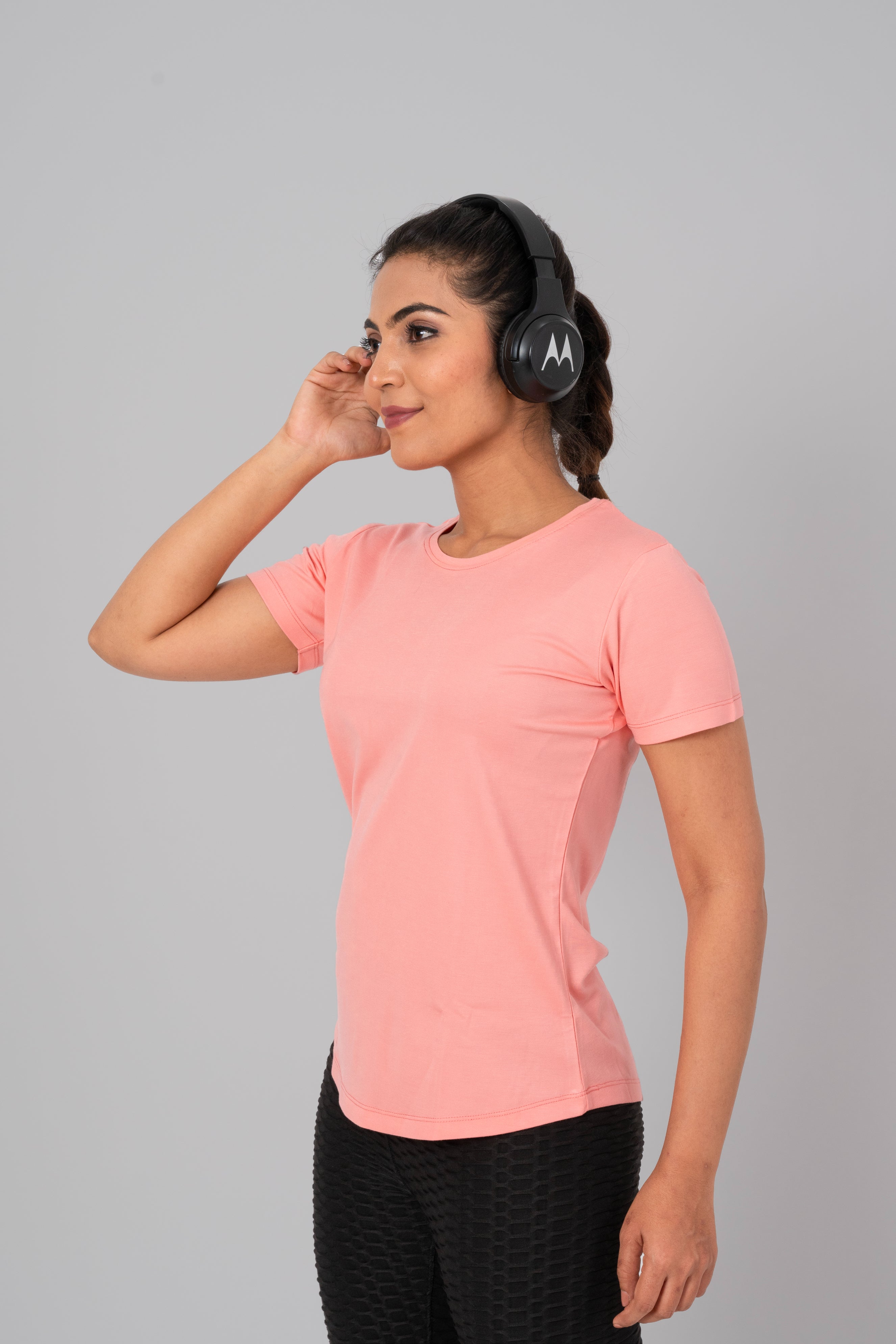 TheFitFusion Half Sleeve Top - Peach