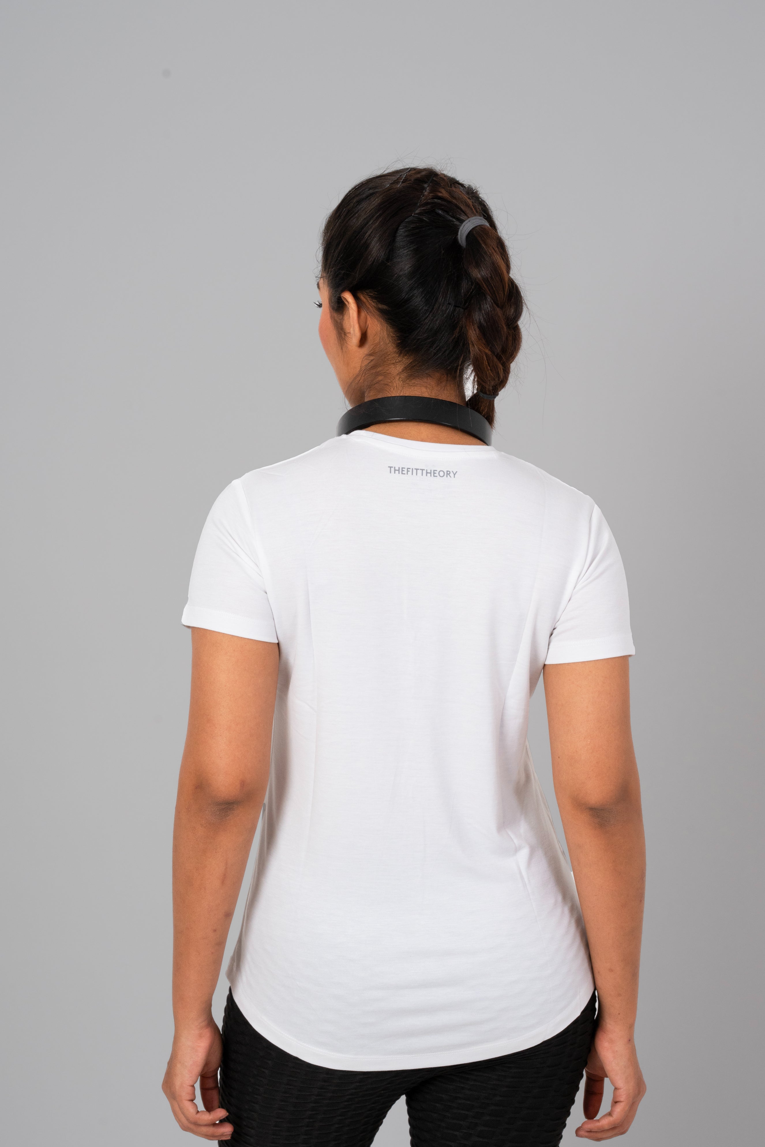 TheFitFusion Half Sleeve Top - White