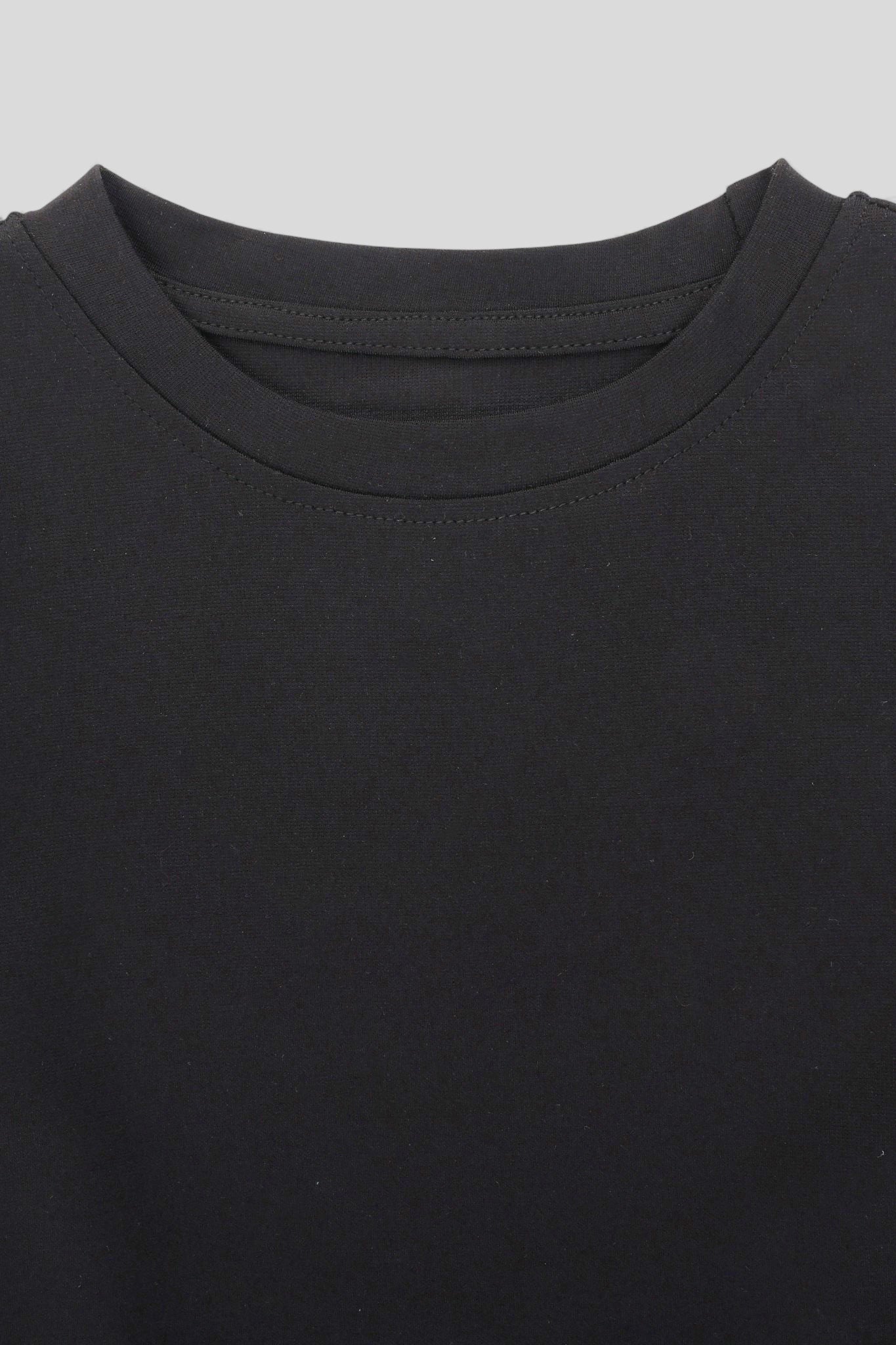 Boys Short Sleeves Solid Round Neck T-shirt-Black