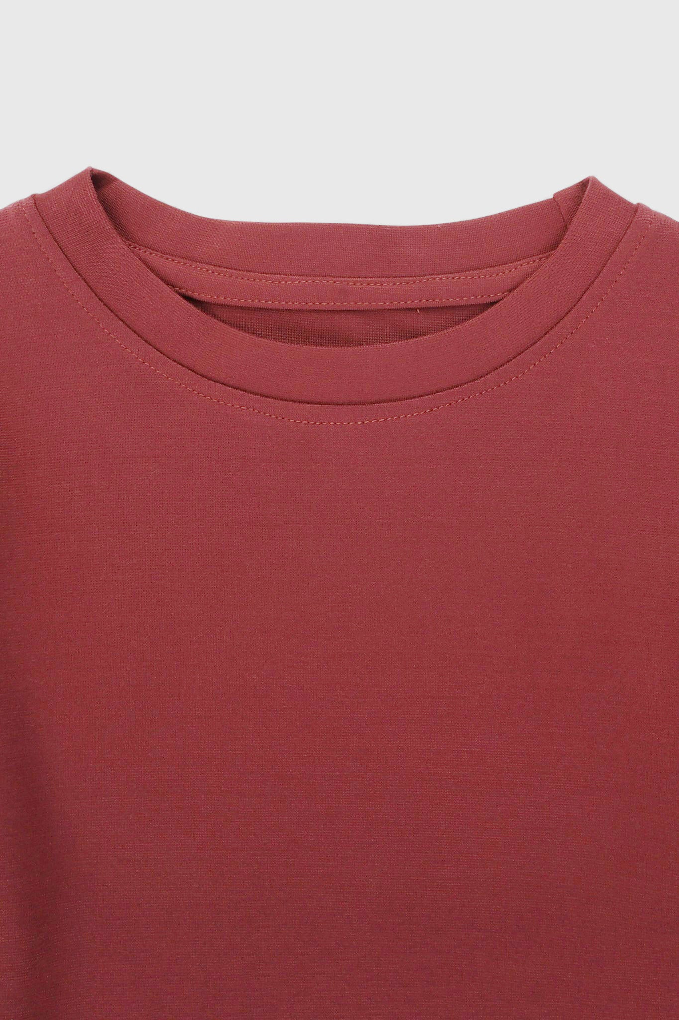 Boys Short Sleeves Solid Round Neck T-shirt-Maroon