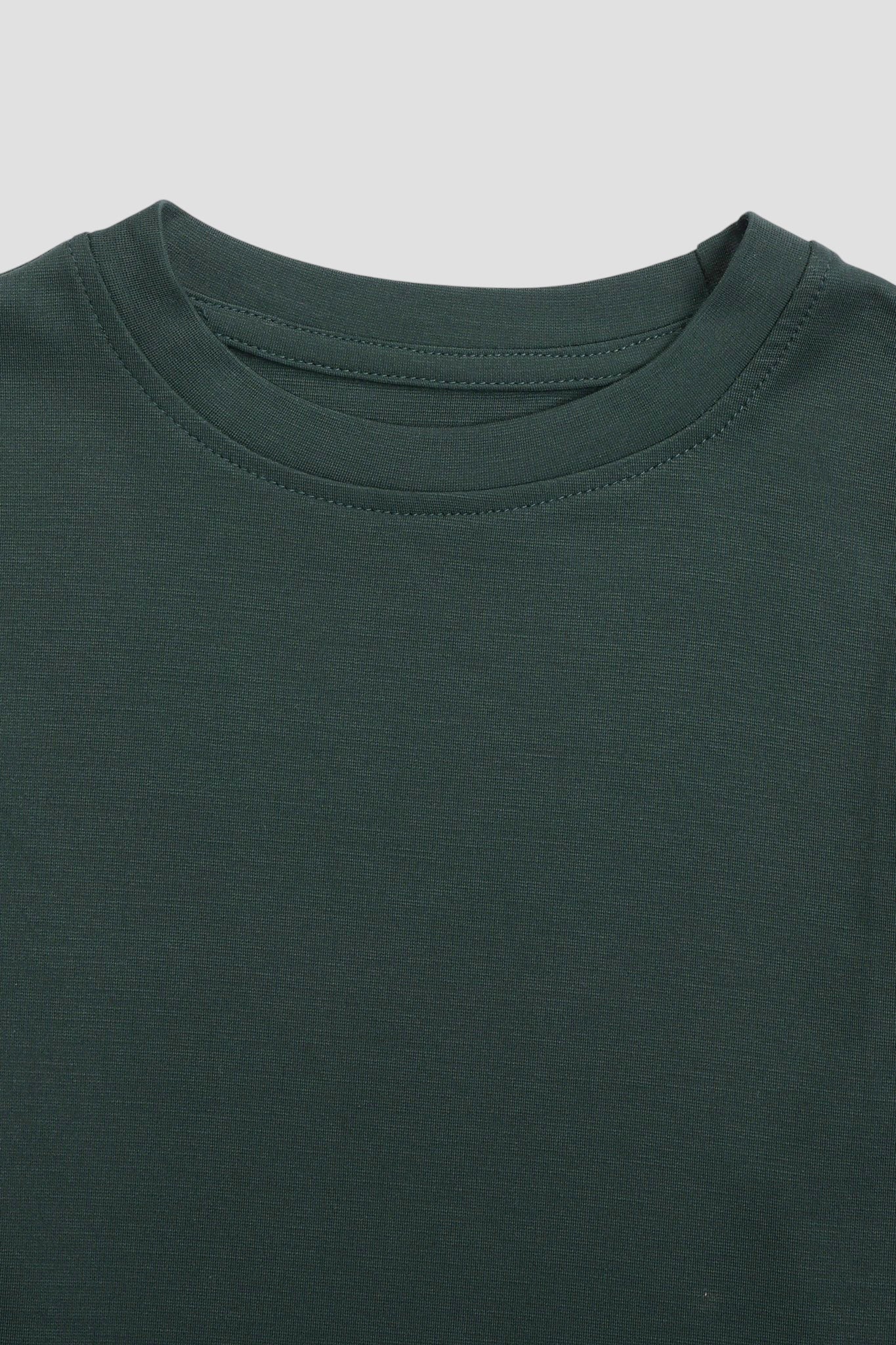 Boys Short Sleeves Solid Round Neck T-shirt-Bottle Green