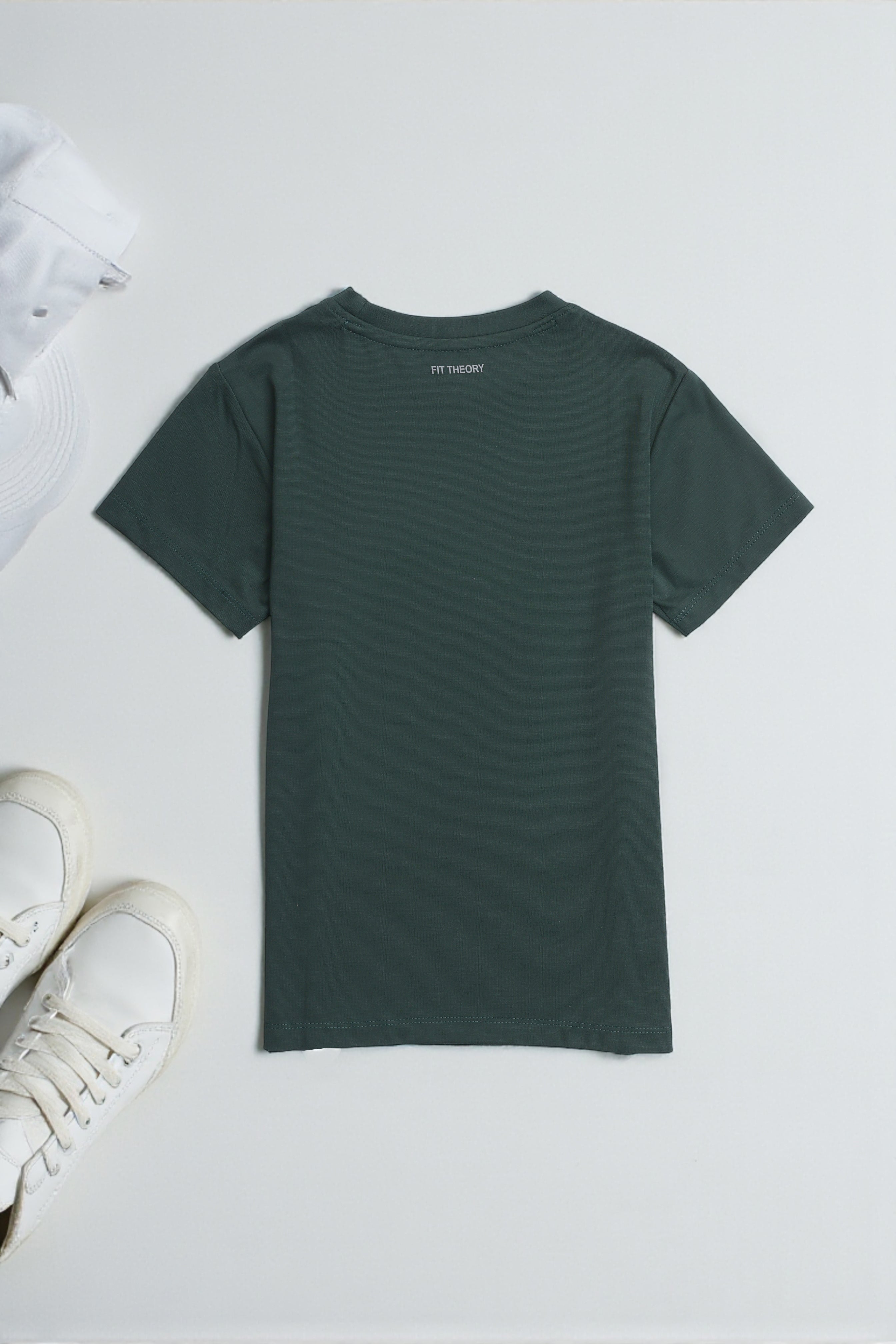 Boys Short Sleeves Solid Round Neck T-shirt-Bottle Green