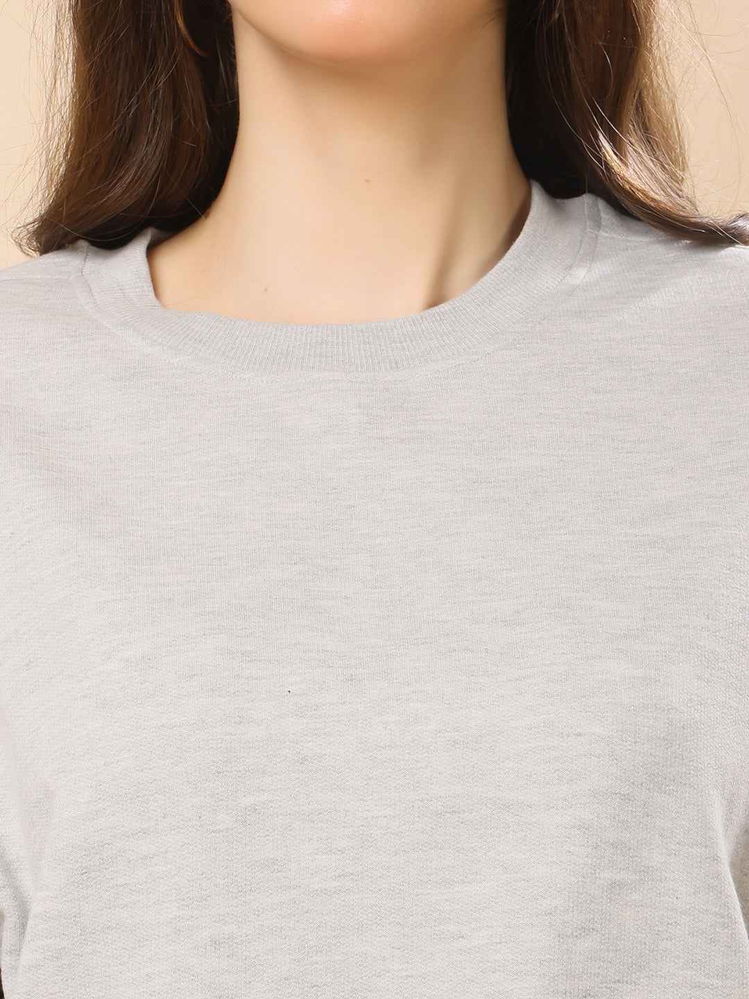 Women Relaxed Fit Sweatshirt-Grey Melange