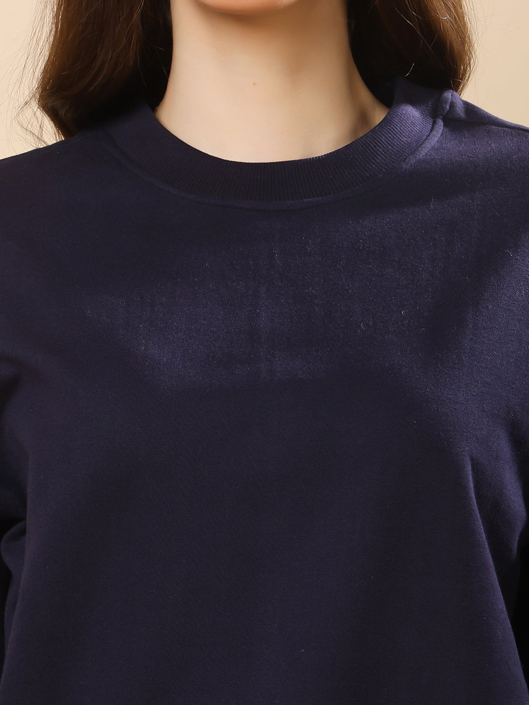 Women Relaxed Fit Sweatshirt-Navy Blue