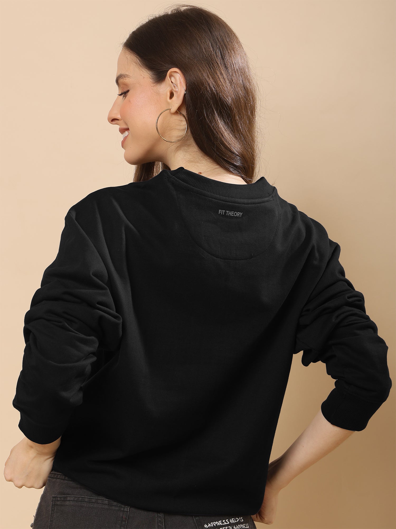 Women Relaxed Fit Sweatshirt-Black