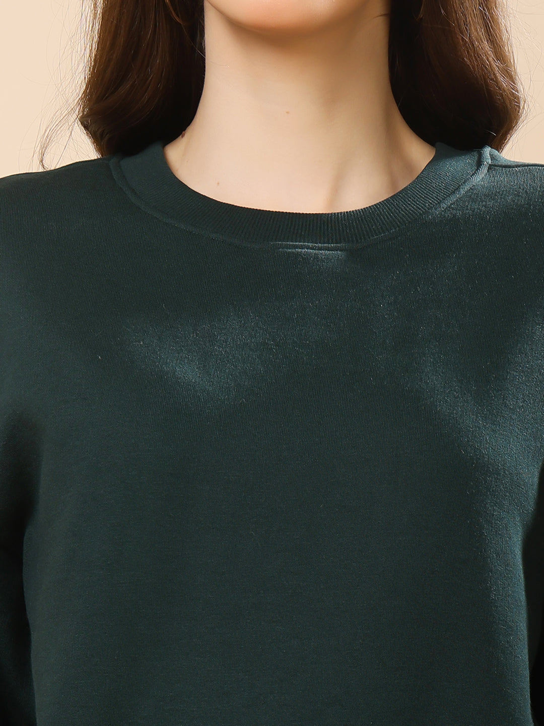 Women Relaxed Fit Sweatshirt-Bottle Green