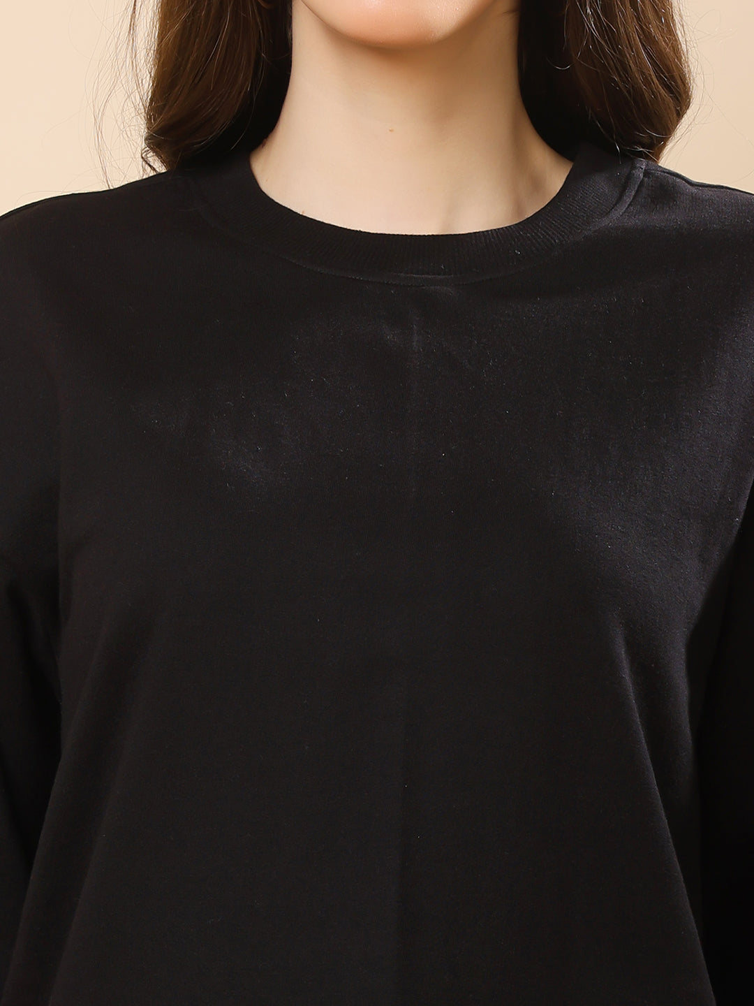 Women Relaxed Fit Sweatshirt-Black