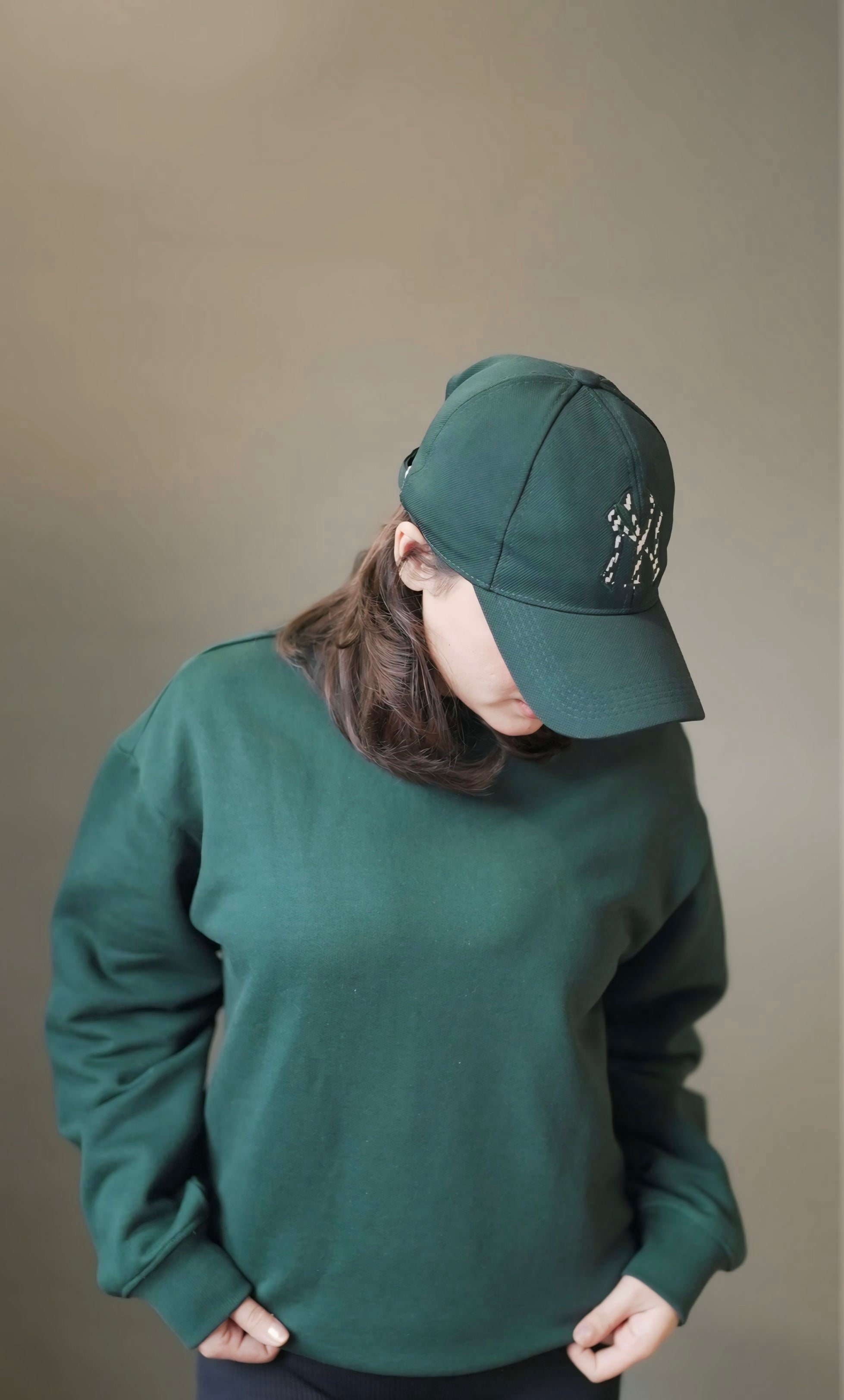 Women Relaxed Fit Sweatshirt-Bottle Green