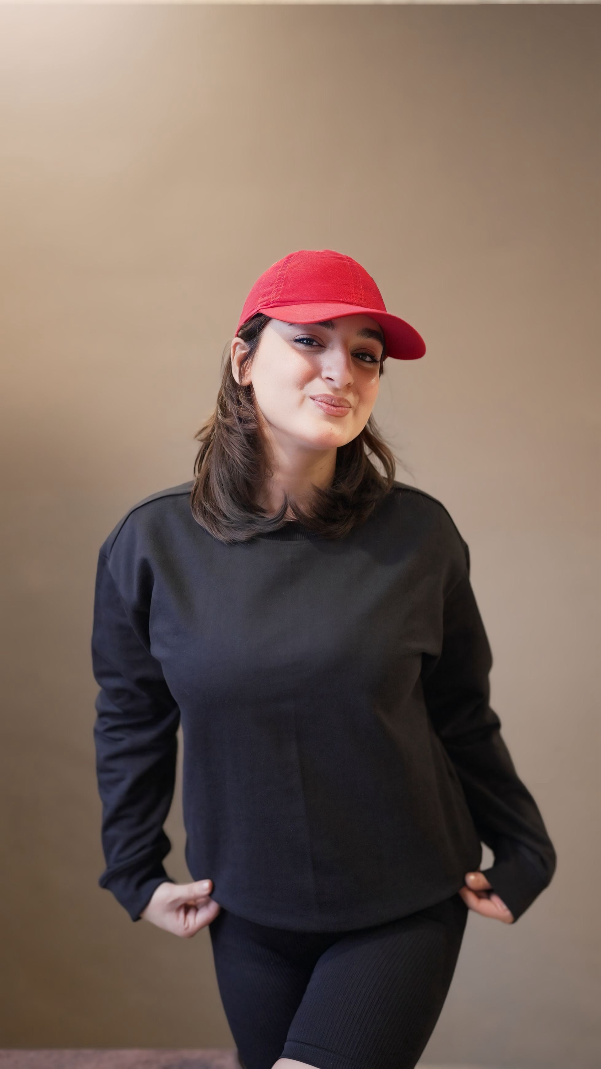 Women Relaxed Fit Sweatshirt-Black