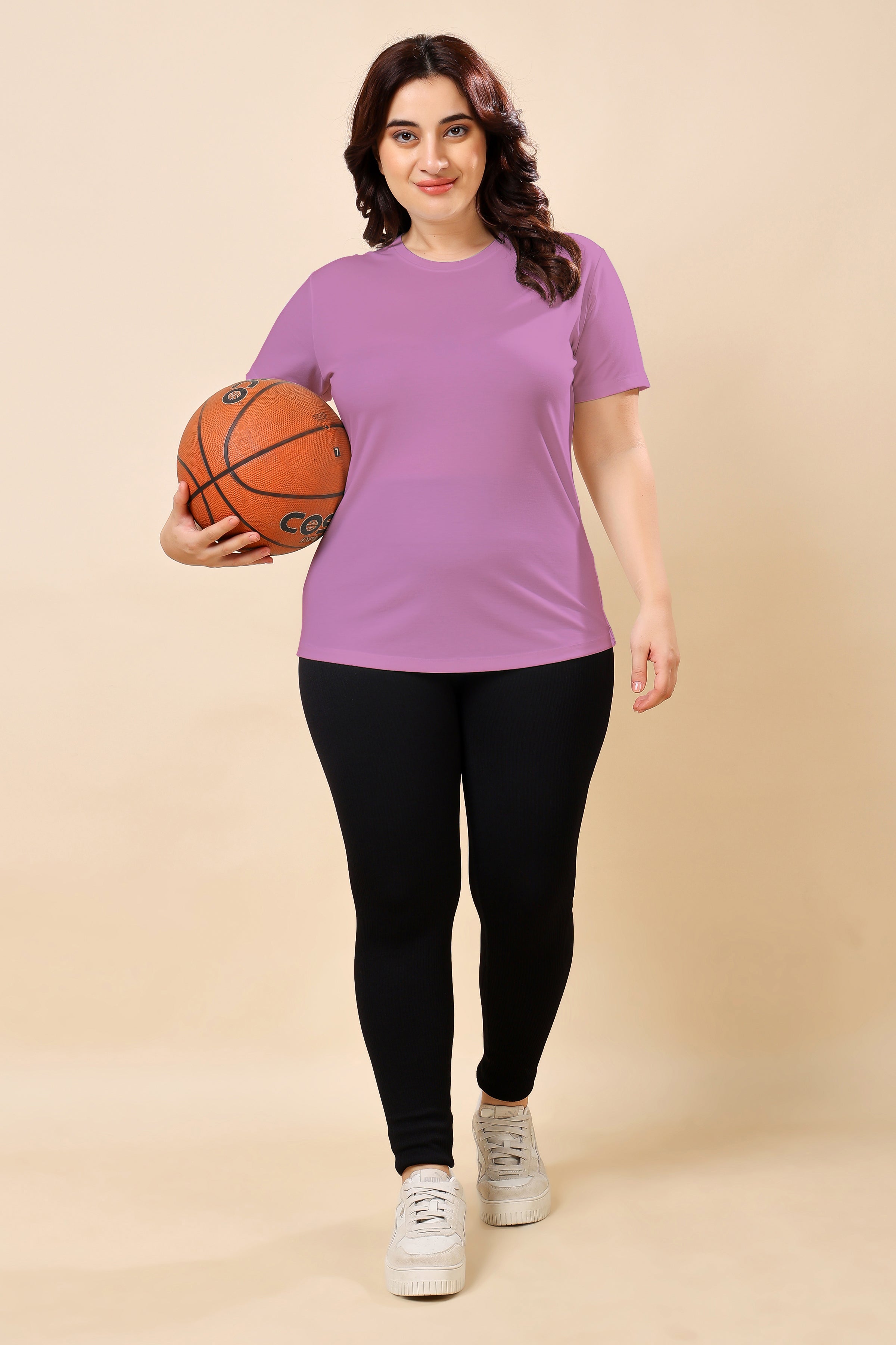 TheFitFusion Half Sleeve Top - Lavender Bliss