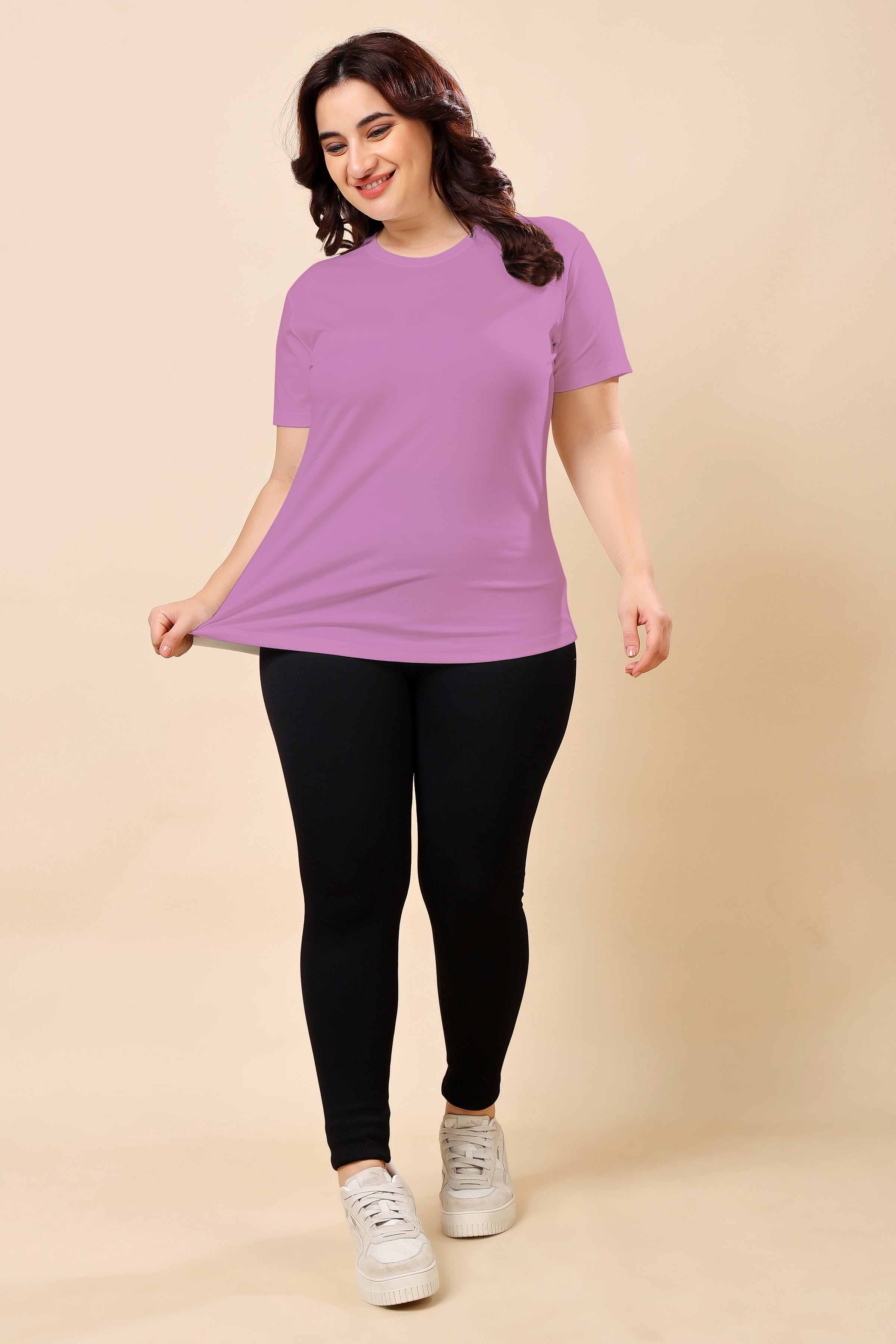 TheFitFusion Half Sleeve Top - Lavender Bliss