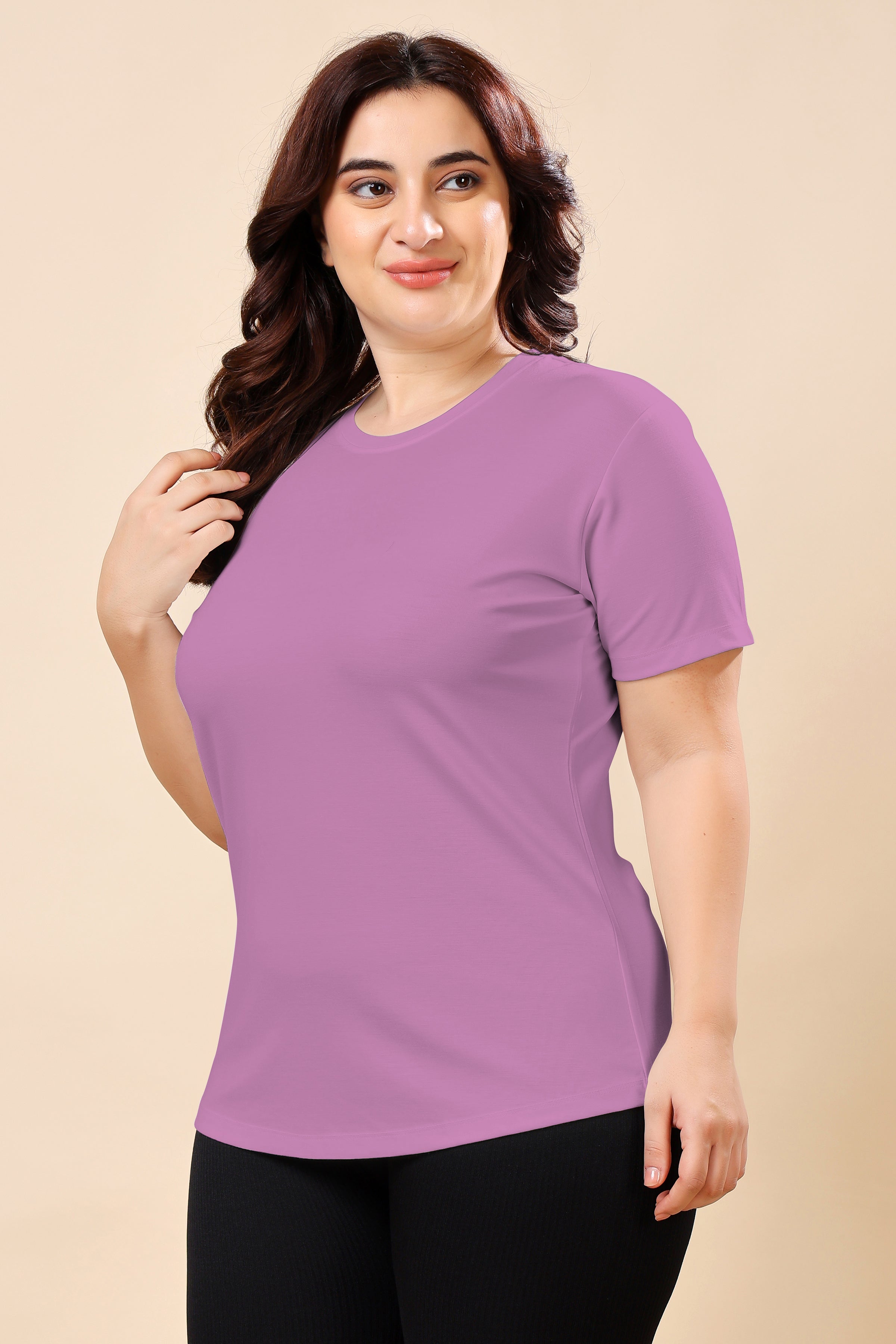 TheFitFusion Half Sleeve Top - Lavender Bliss