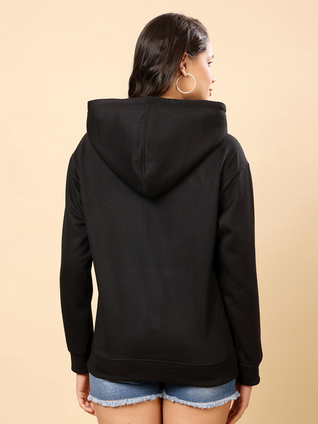 Women Relaxed Fit Hooded Sweatshirt-Black FIT Theory