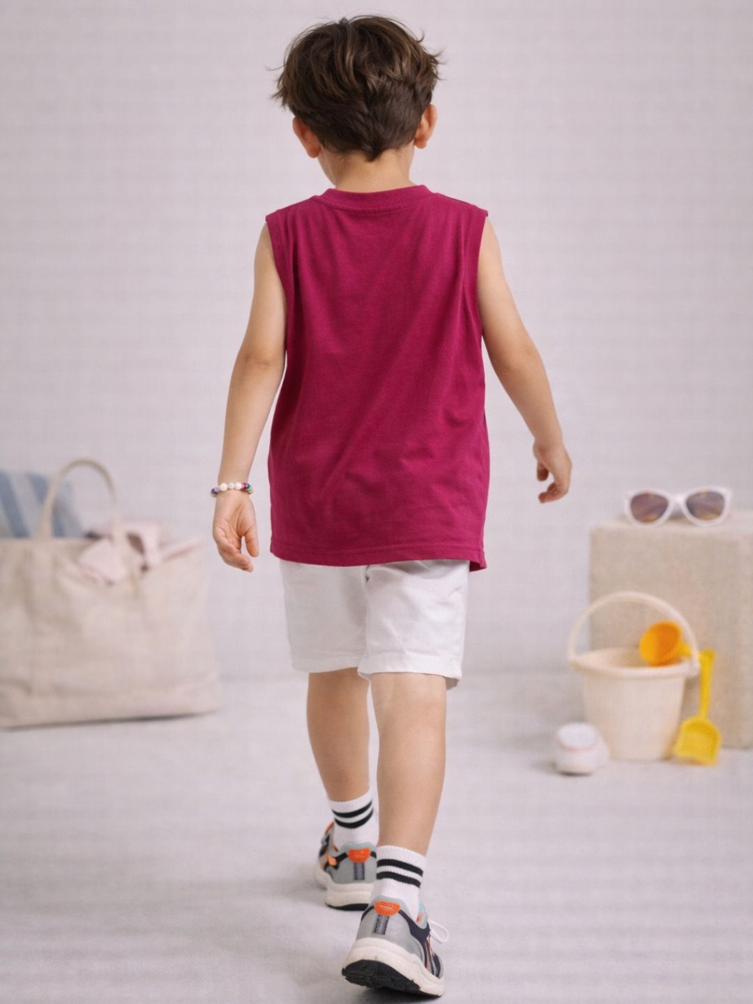 Boys Oversized Boxy Tank Top- Magenta Pink