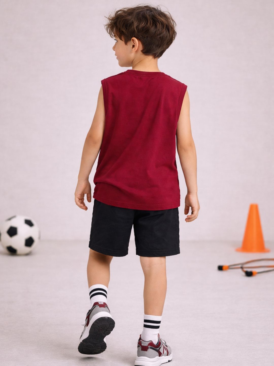 Boys Oversized Boxy Tank Top- Maroon