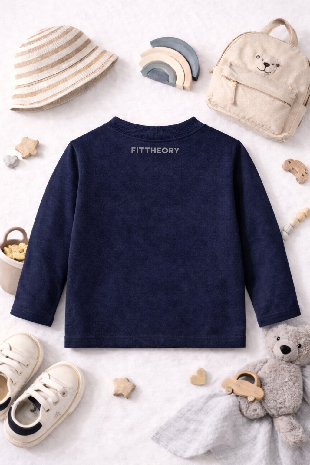 Kids Full Sleeves Solid round neck T-shirt-Navy Blue