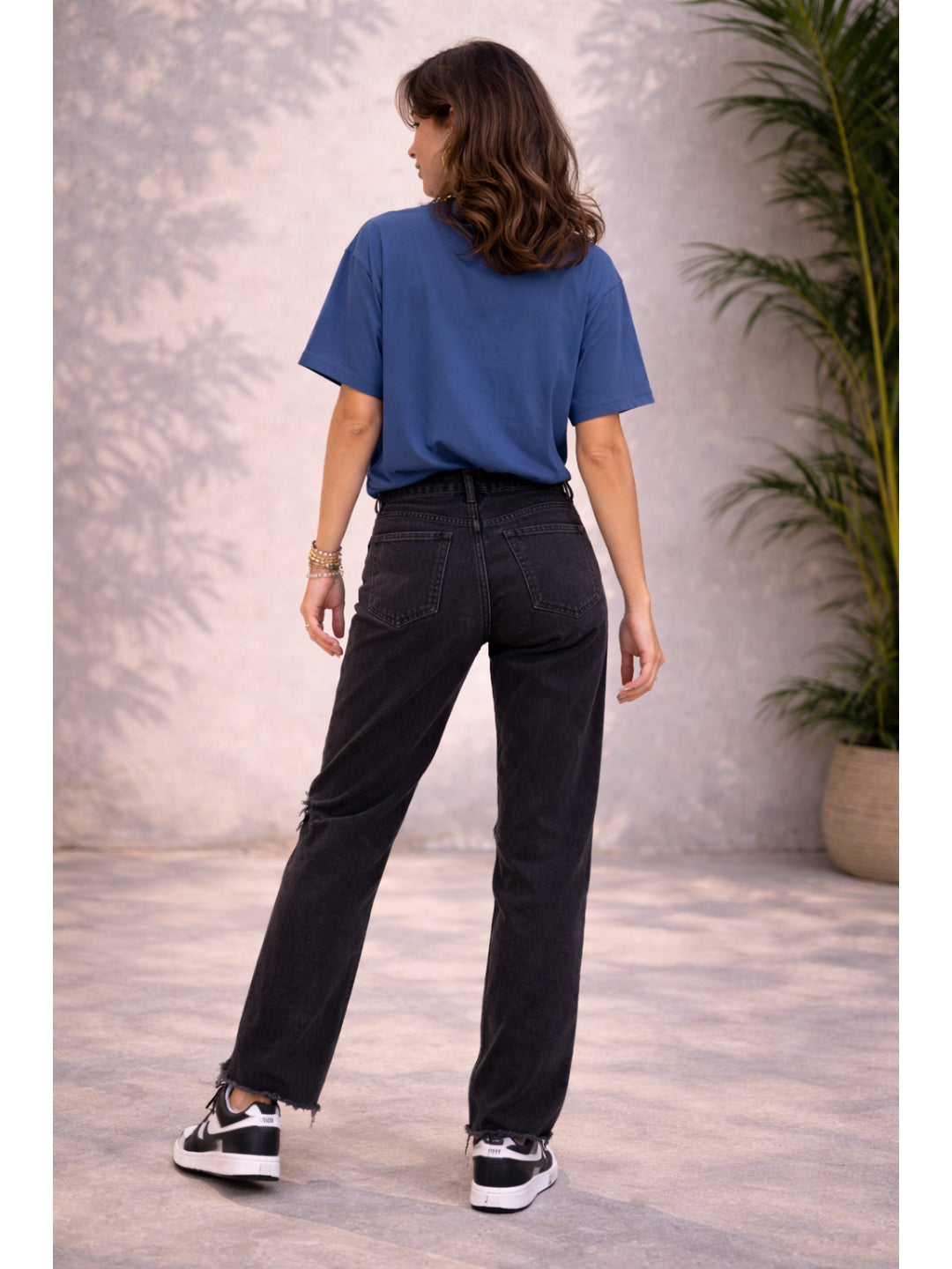 Women Oversized Boxy Fit T-shirt-Royal Blue Manifesting