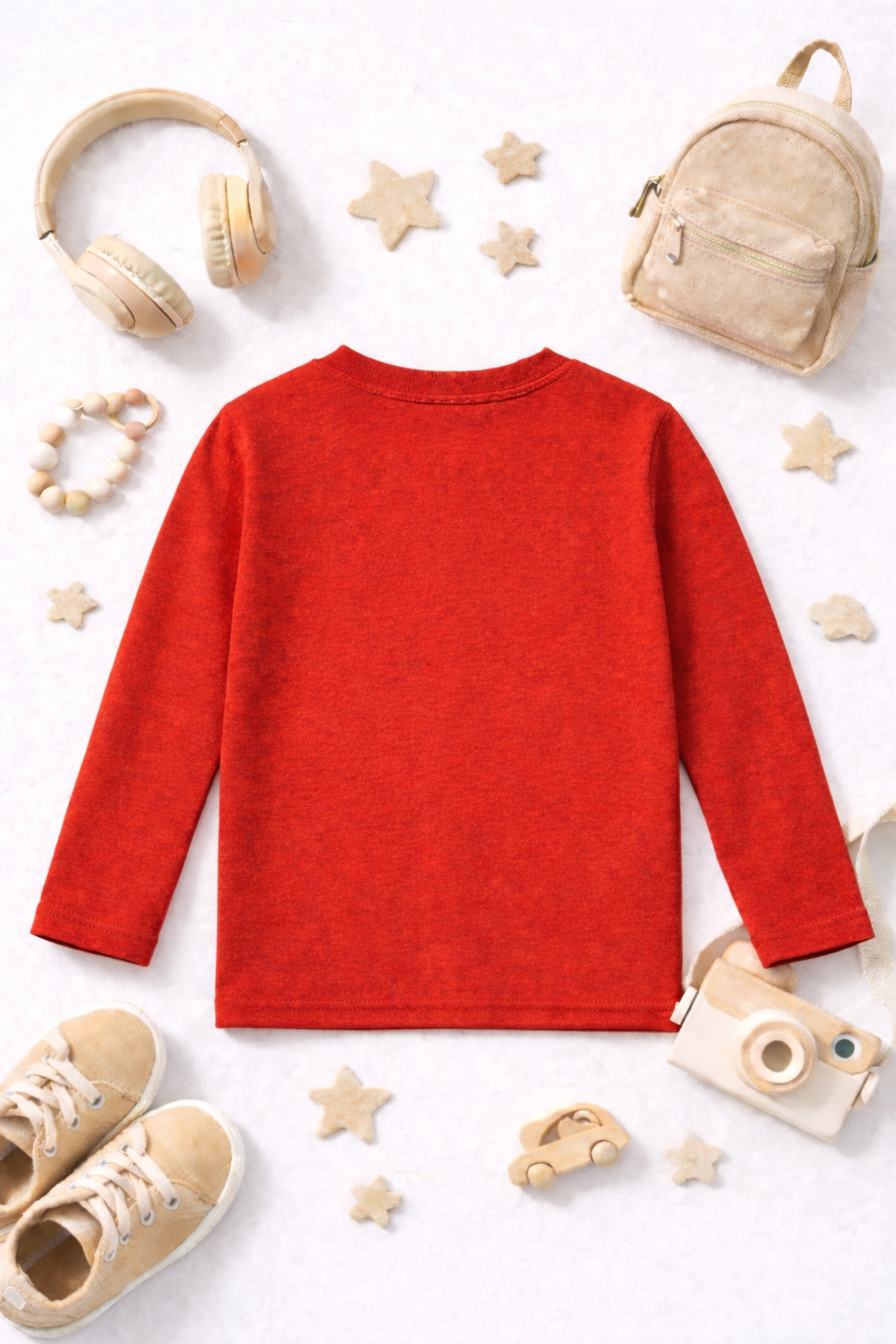 Kids Full Sleeves Solid round neck T-shirt-Rust Red
