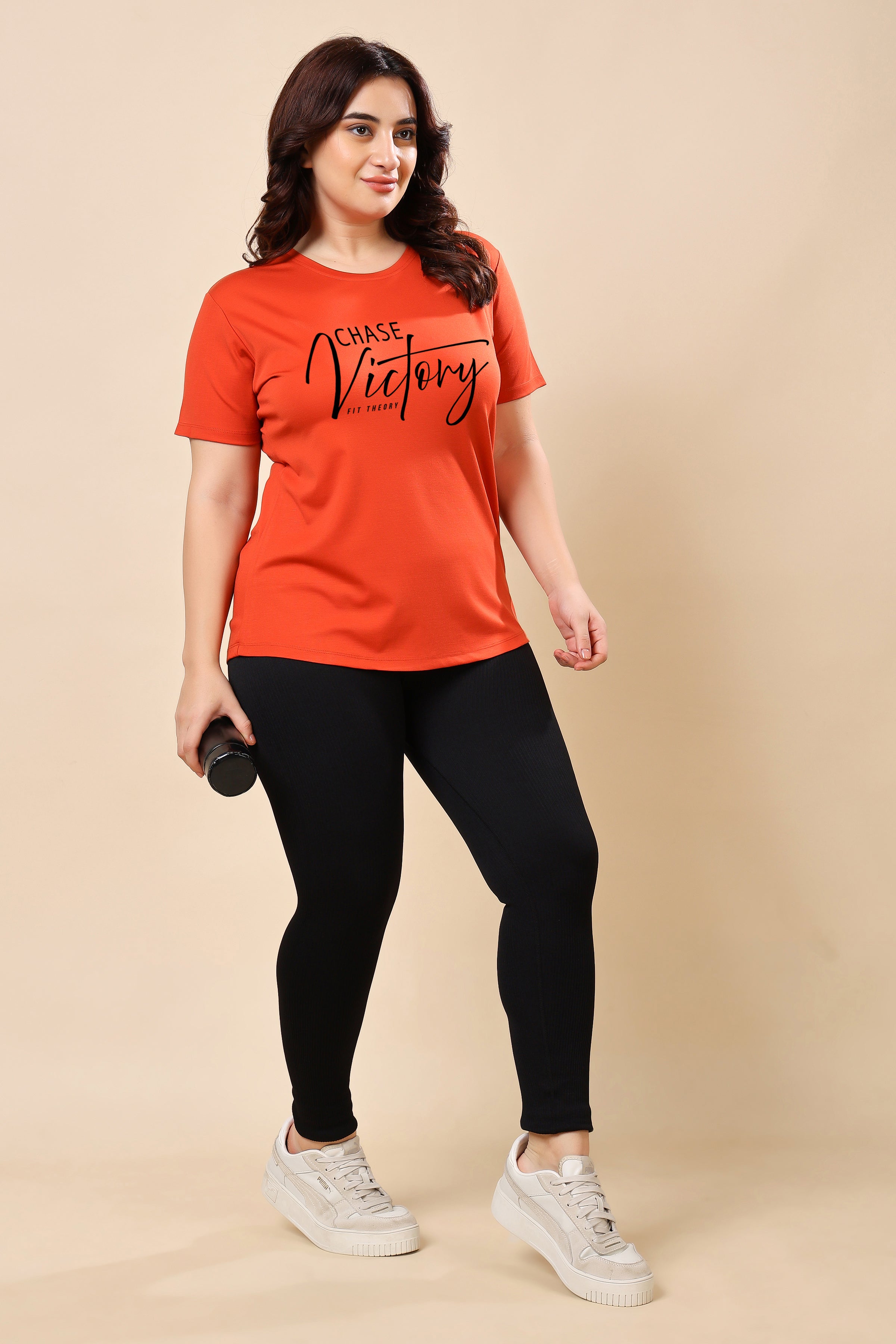TheFitFusion Half Sleeve Top -Rust Chase Victory