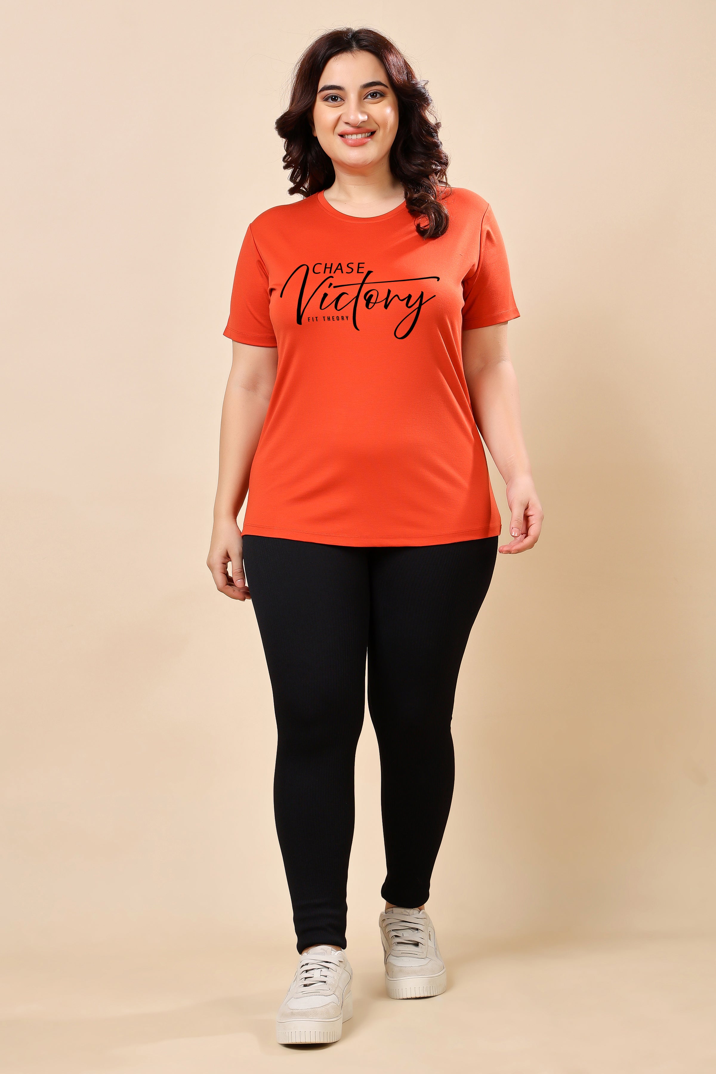 TheFitFusion Half Sleeve Top -Rust Chase Victory